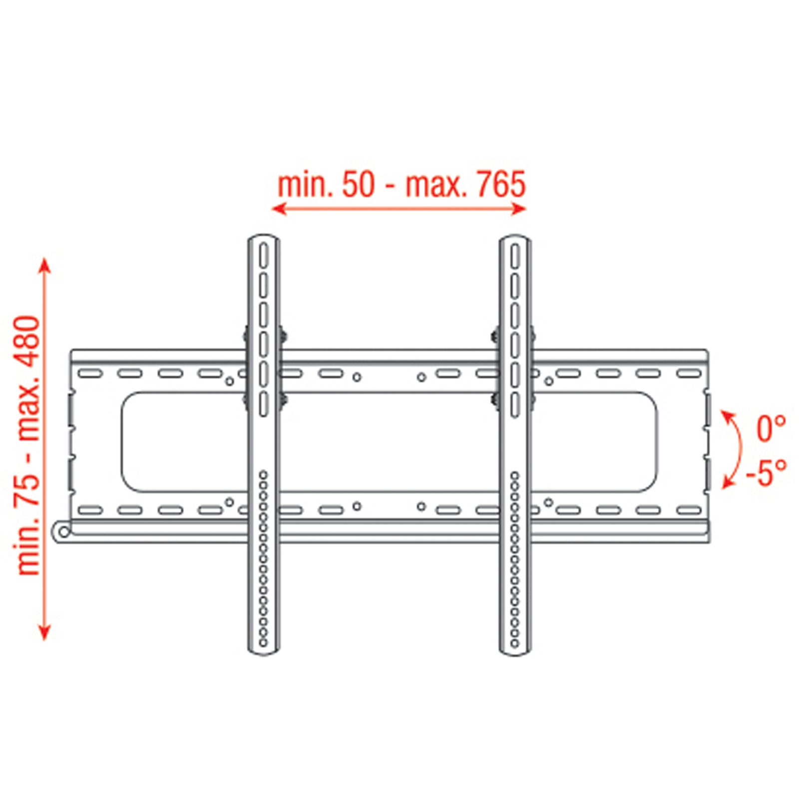 Staffa a parete per schermi 32"-60", inclinazione 5°, VESA 600x400, carico 75 kg - Showgear 100256