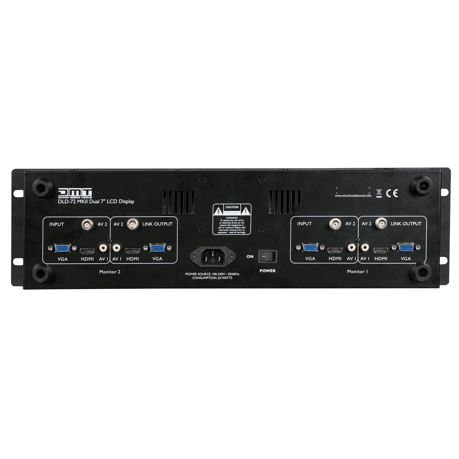 Doppio Monitor 7" per Rack con Ingressi HDMI/VGA/CVBS - DMT DLD-72 MKII