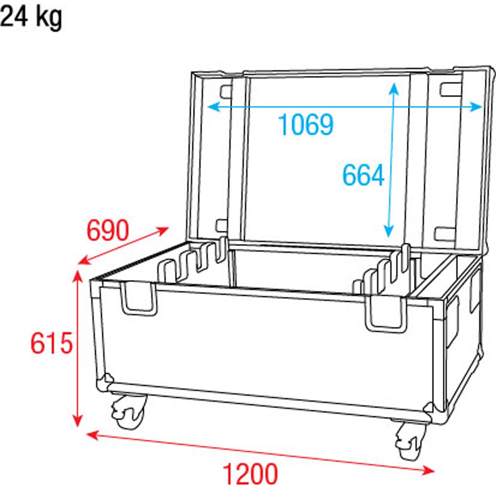 Flight case per 8x Sunstrip LED con vano accessori - Showtec 30755