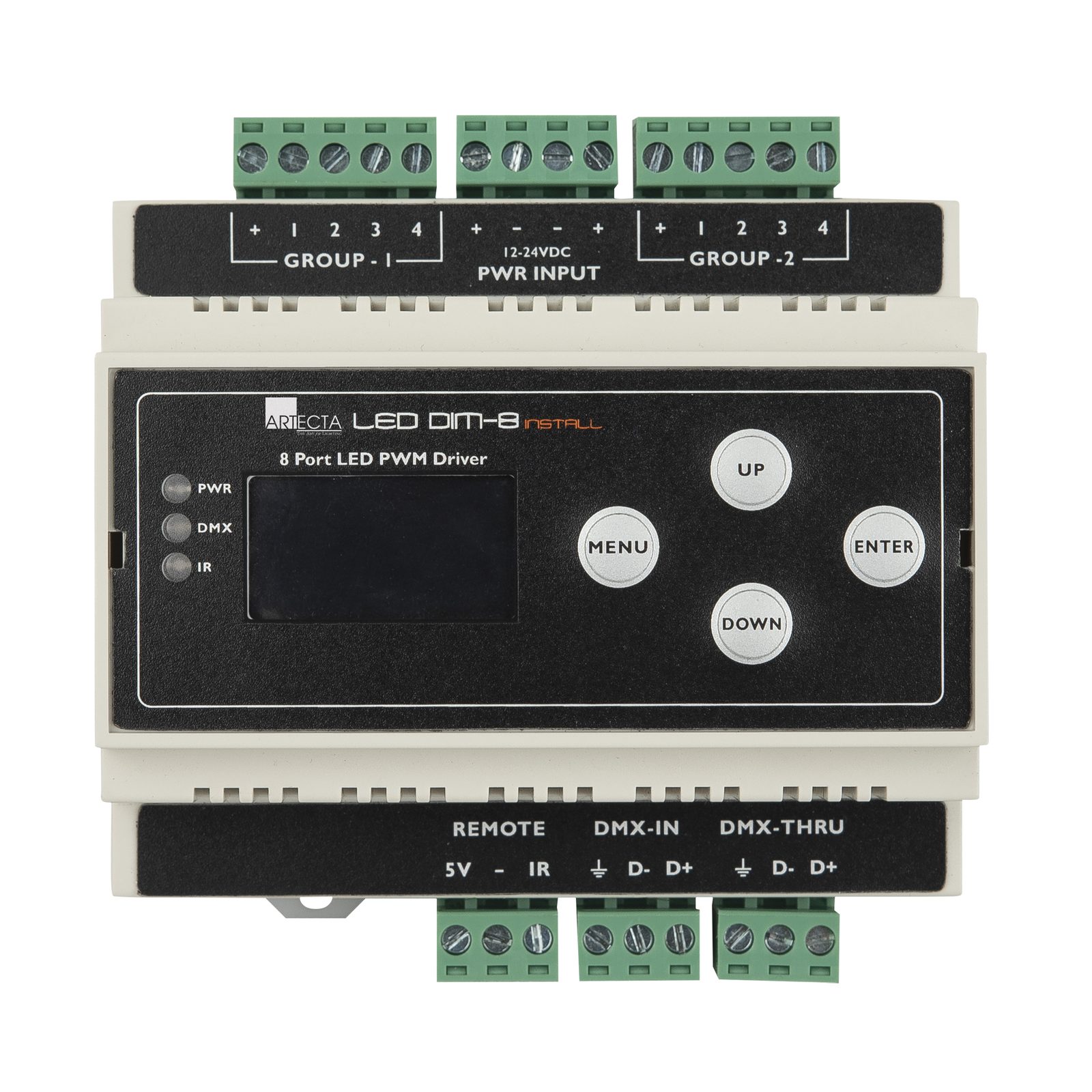 LED Dim-8 Install Dimmer PWM per guida DIN - Showtec 50413