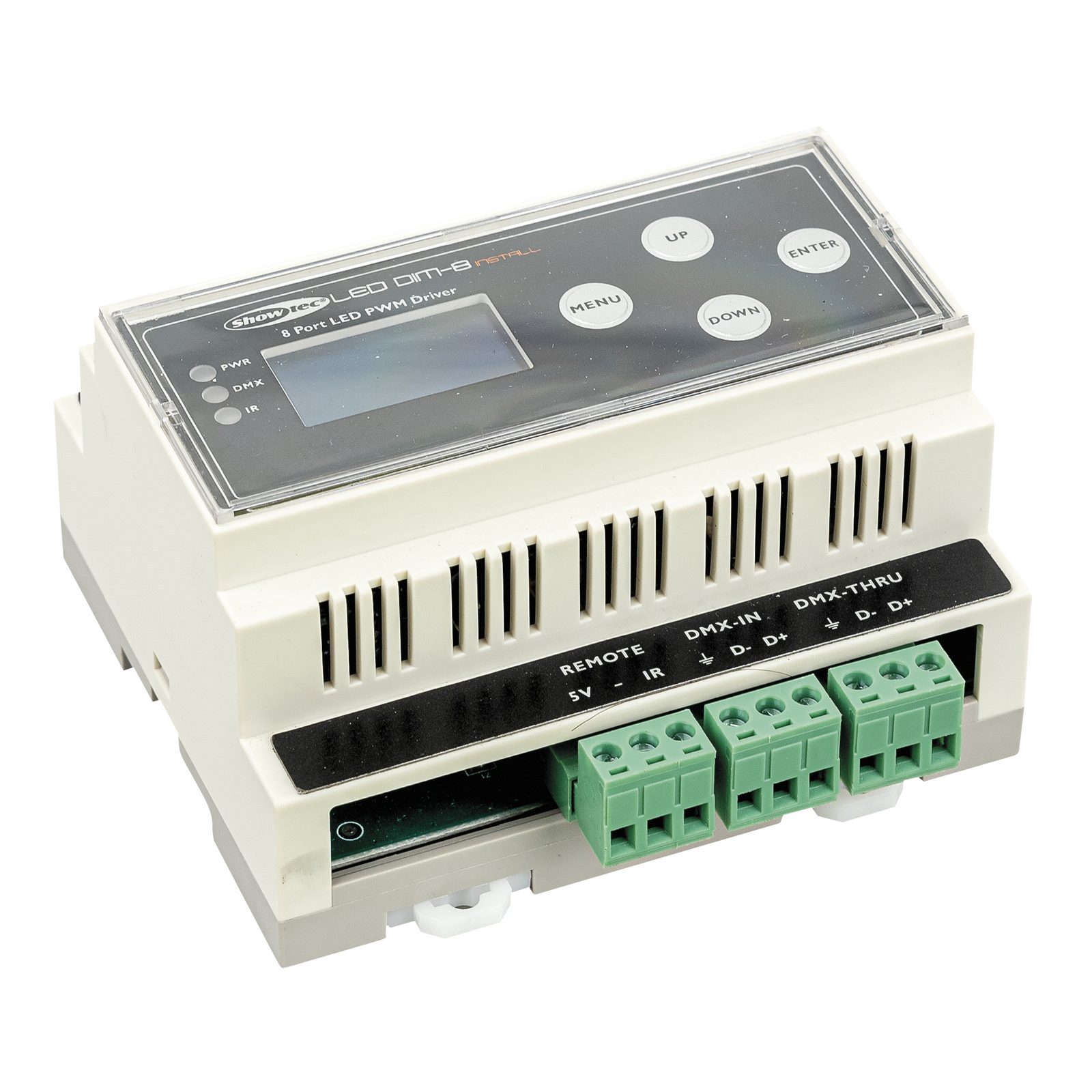 LED Dim-8 Install Dimmer PWM per guida DIN - Showtec 50413