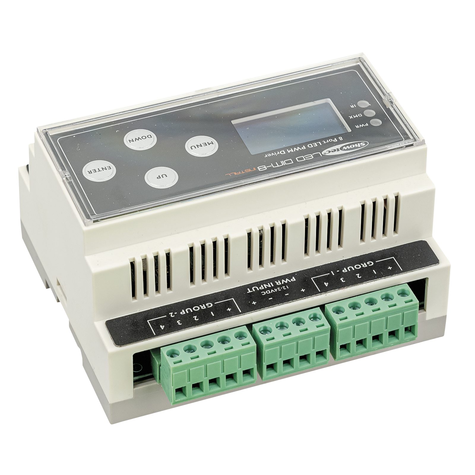 LED Dim-8 Install Dimmer PWM per guida DIN - Showtec 50413