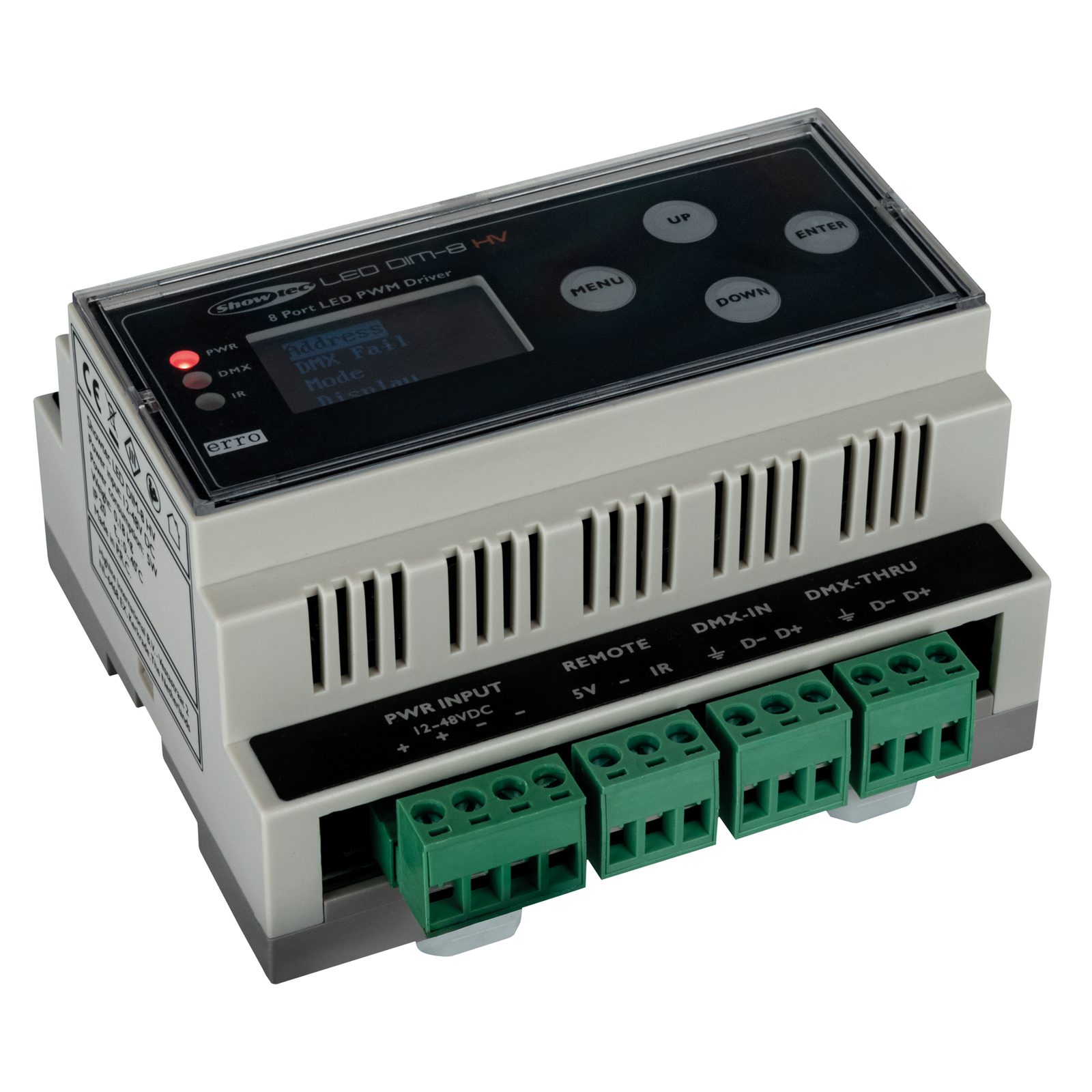 LED Dim-8 HV Dimmer PWM alta tensione per guida DIN - Showtec 50414