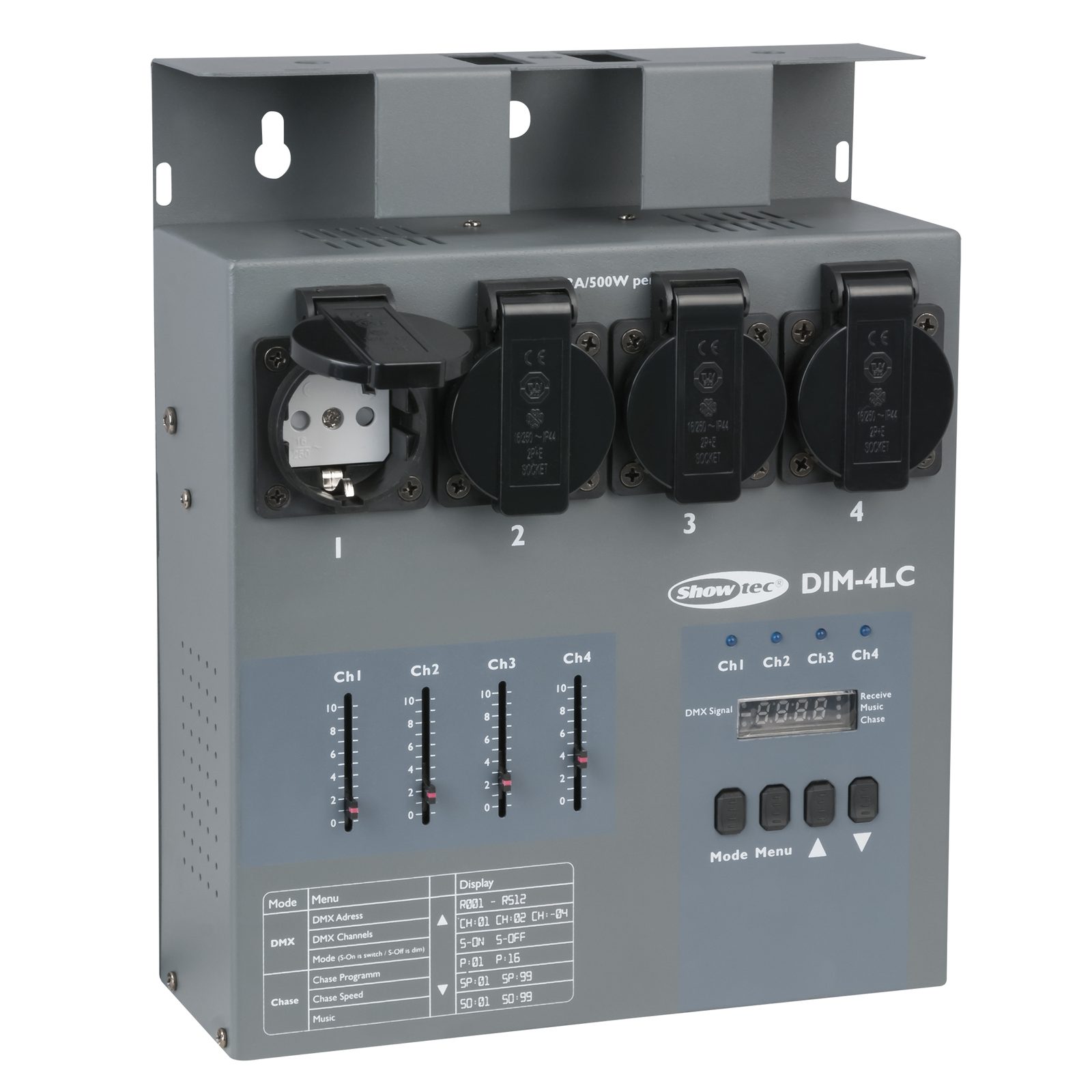 Pacco dimmer 4 canali DMX con cursori locali - Showtec 50443