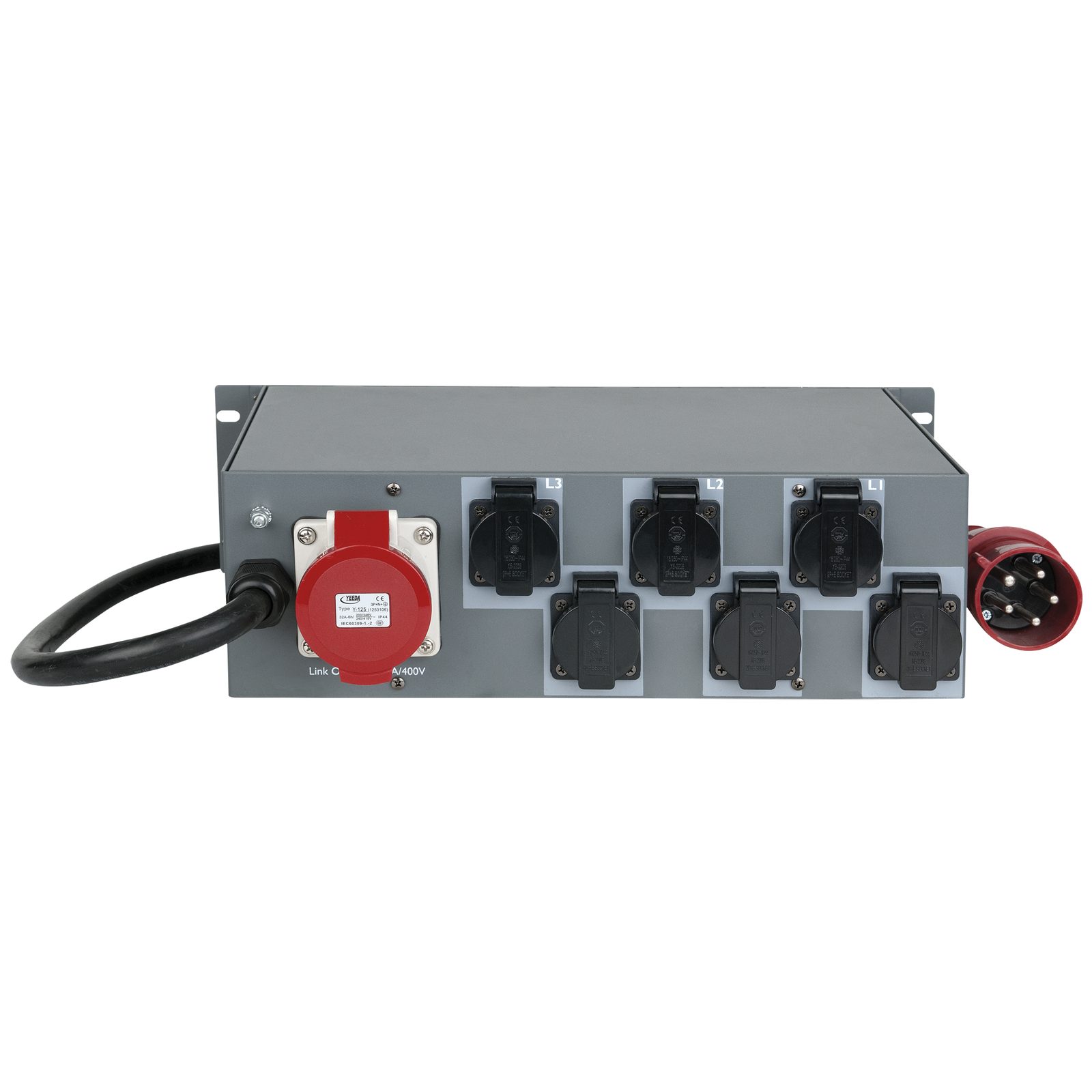 Distributore di corrente 32A 6x Schuko 2x CEE 16A 5P 19" 3U - Showgear 50634