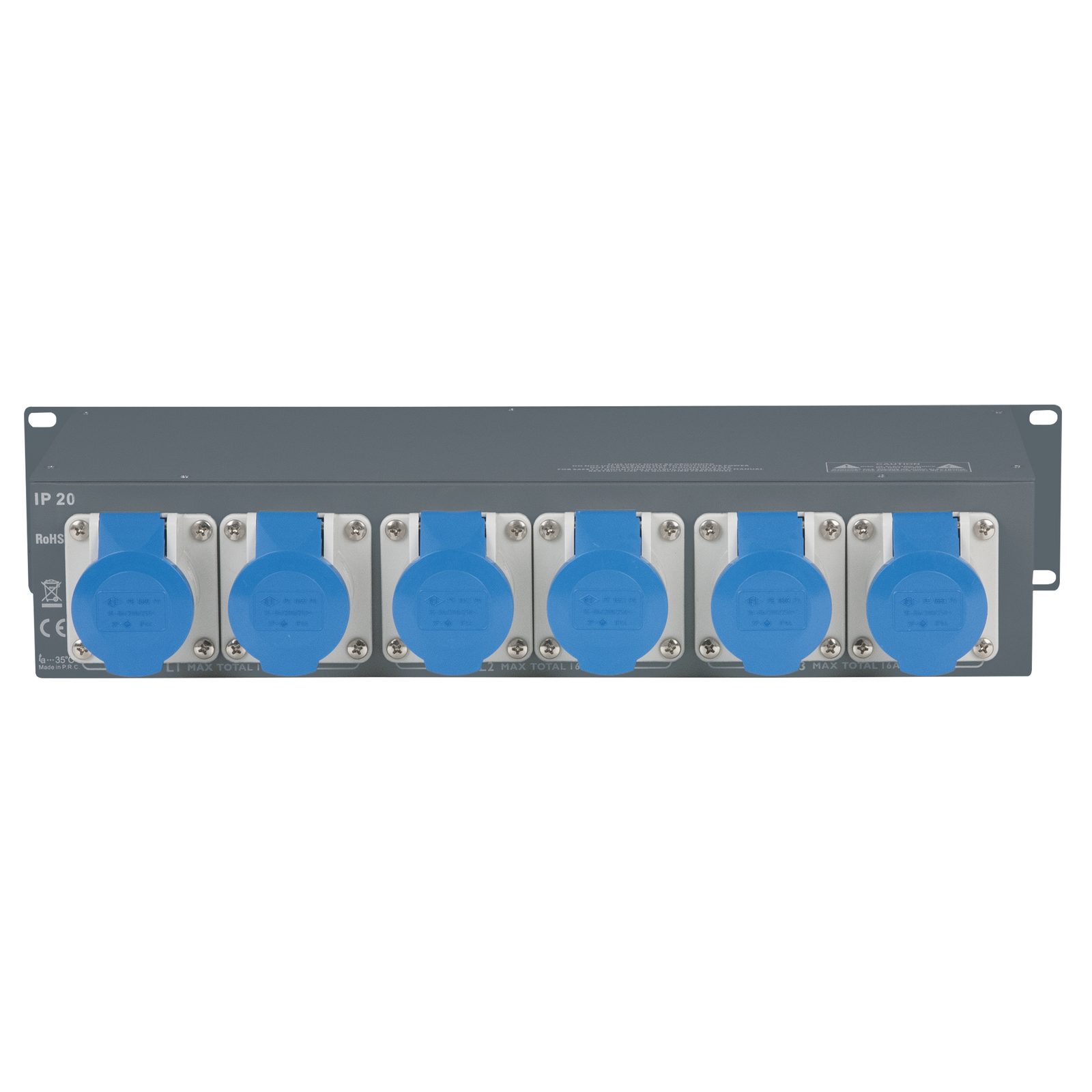 Distributore di corrente PSA-16A3C 16A 3x MCB con display - CEE out - Showgear 50660