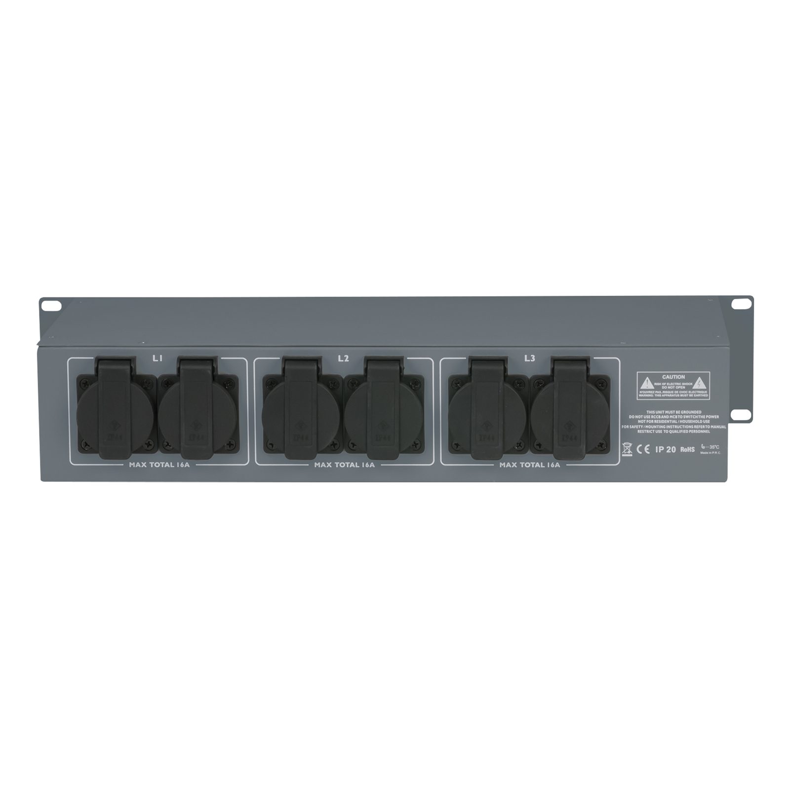 Distributore di corrente PSA-16A3S 16A 3x MCB con display - Uscita Schuko - Showgear 50661