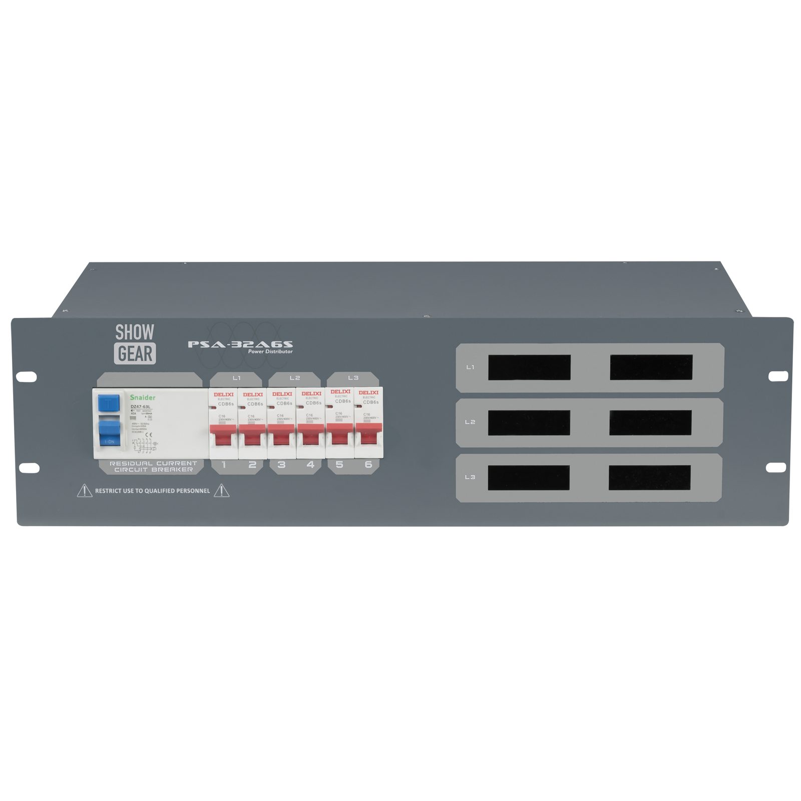 Distributore energia PSA 32A 6x Schuko con MCB 16A - Showgear 50663