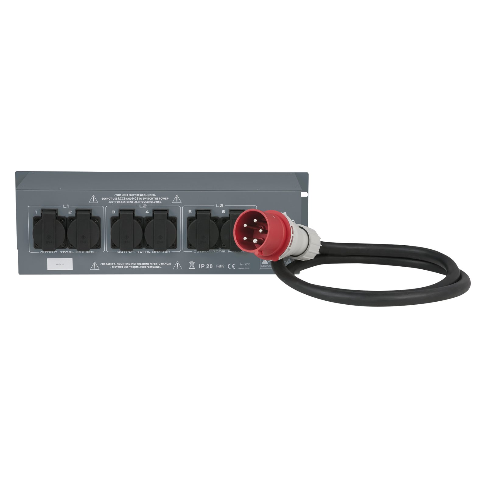 Distributore energia PSA 32A 6x Schuko con MCB 16A - Showgear 50663