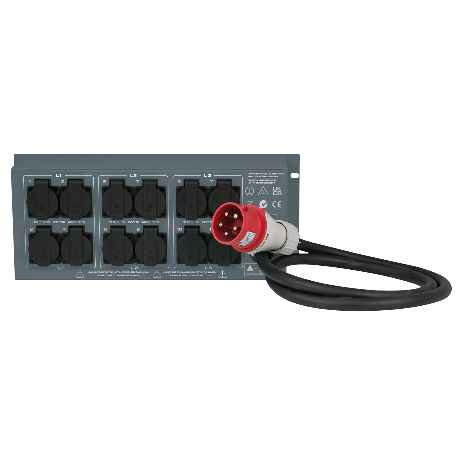 Distributore energia PSA 32A 12x Schuko con MCB 16A - Showgear 50664