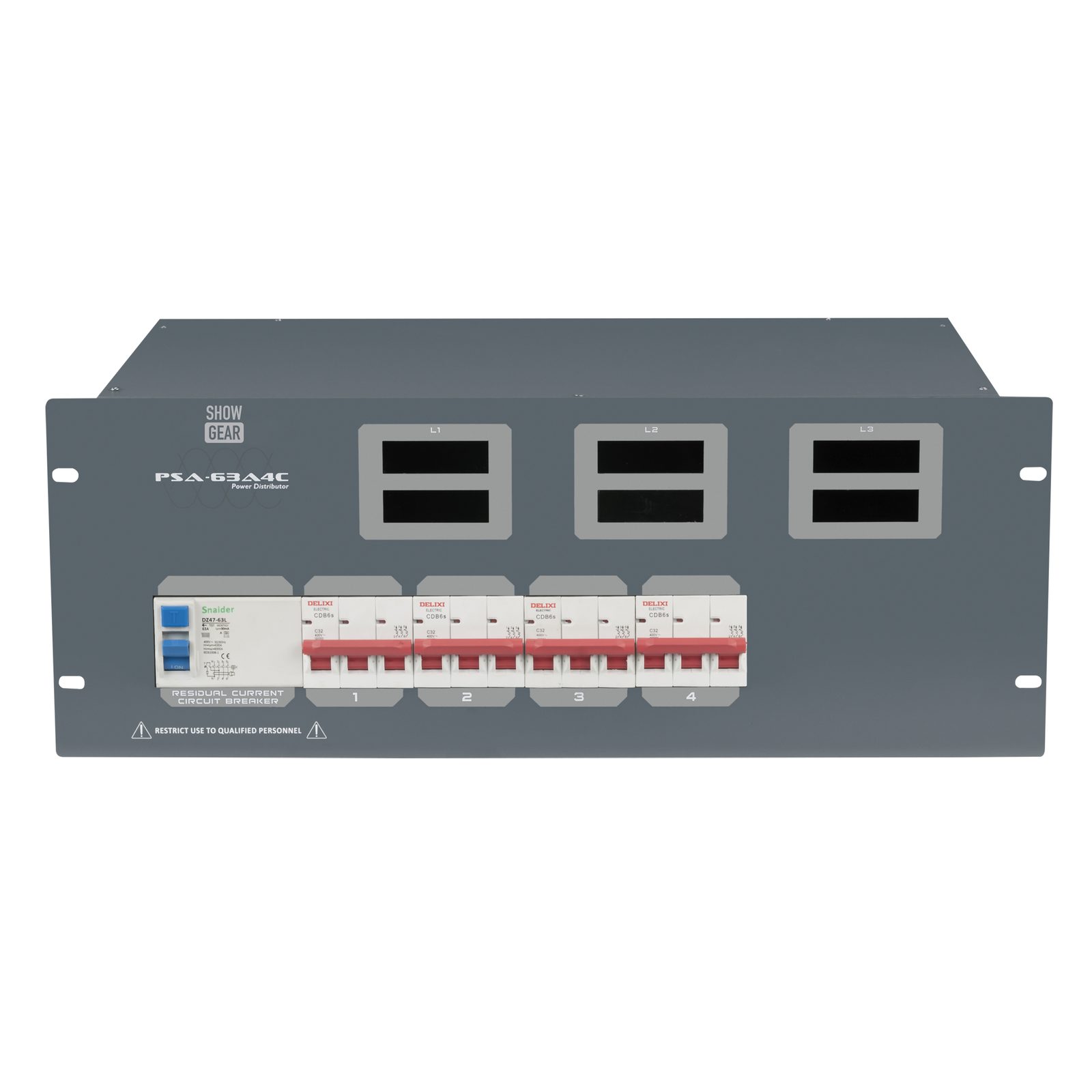 Distributore energia PSA 63A 4x CEE 32A con MCB 32A - Showgear 50666