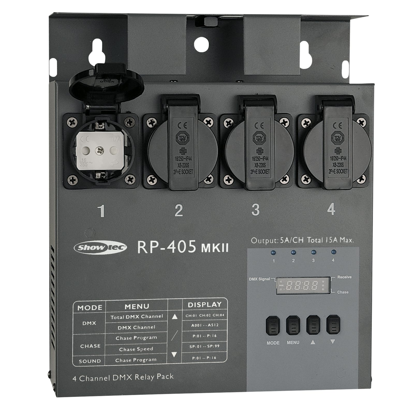 Relay Pack 4 canali 5A DMX/Audio - Showtec 50753