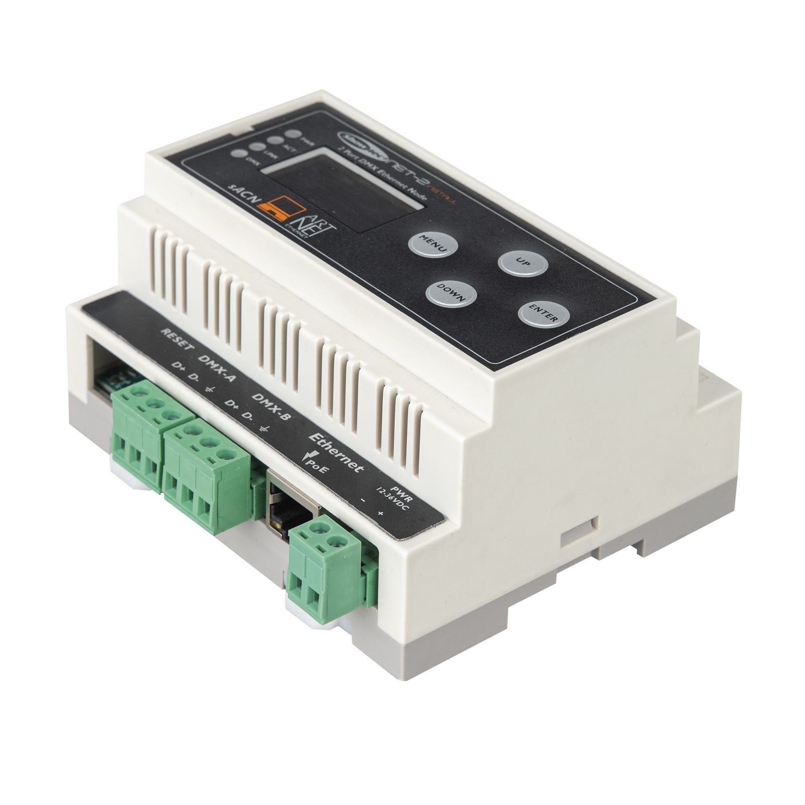 Nodo DIN Rail Art-Net 2 universi DMX - Showtec 50816