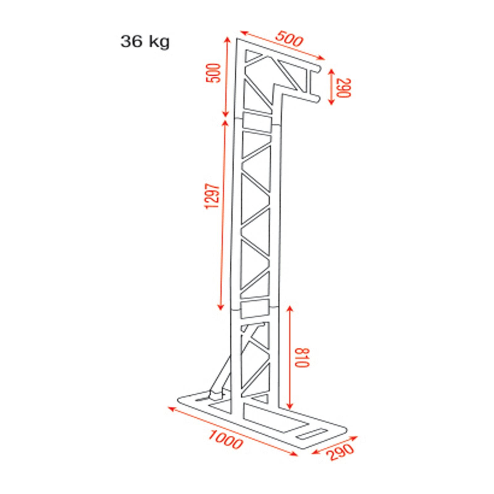 Supporto Traliccio DJ Mobile, 8 pezzi, 3,6x2,6 m, 50 mm, 80 kg - Showgear 70148