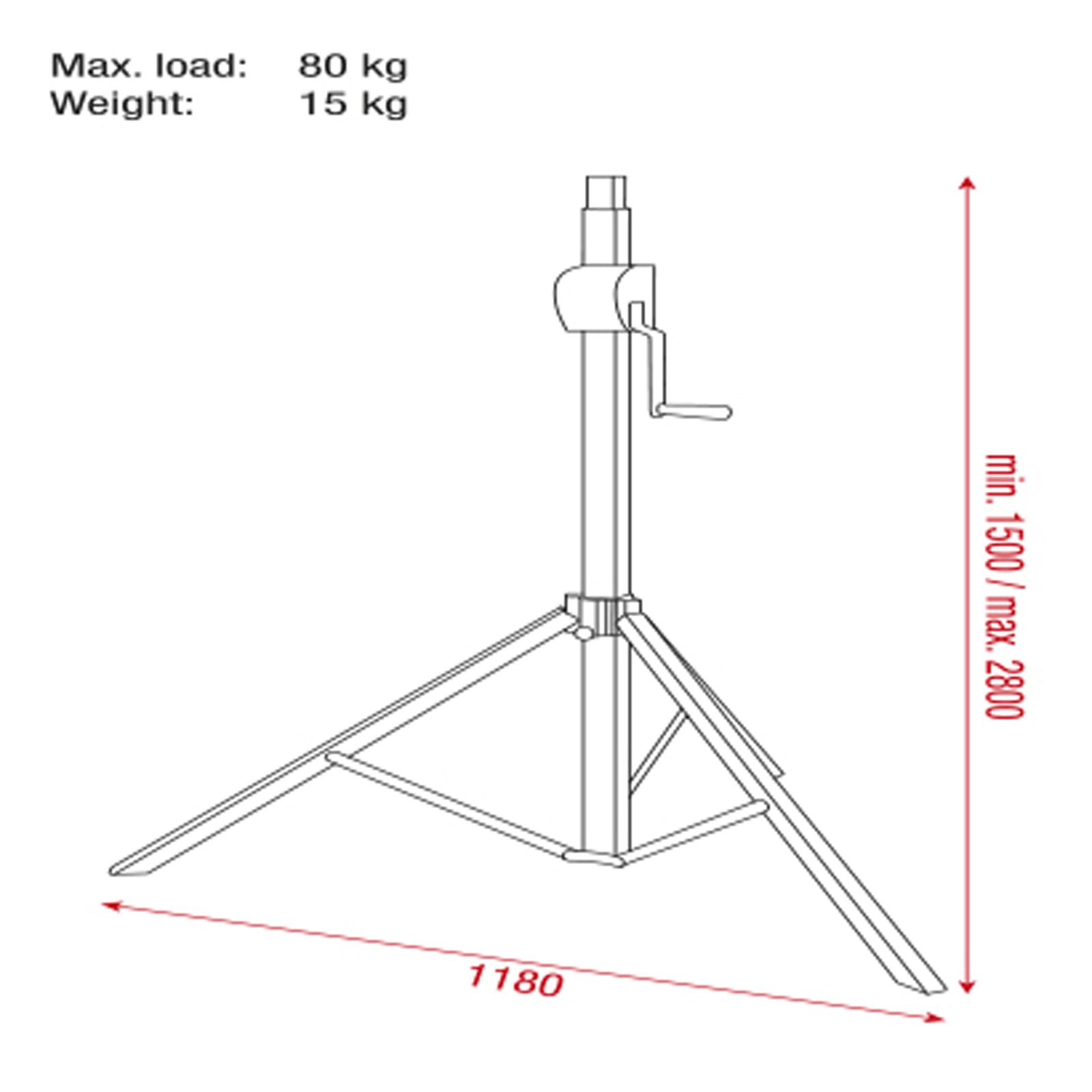 Supporto a manovella Basic 2800 80 kg - Showgear 70830