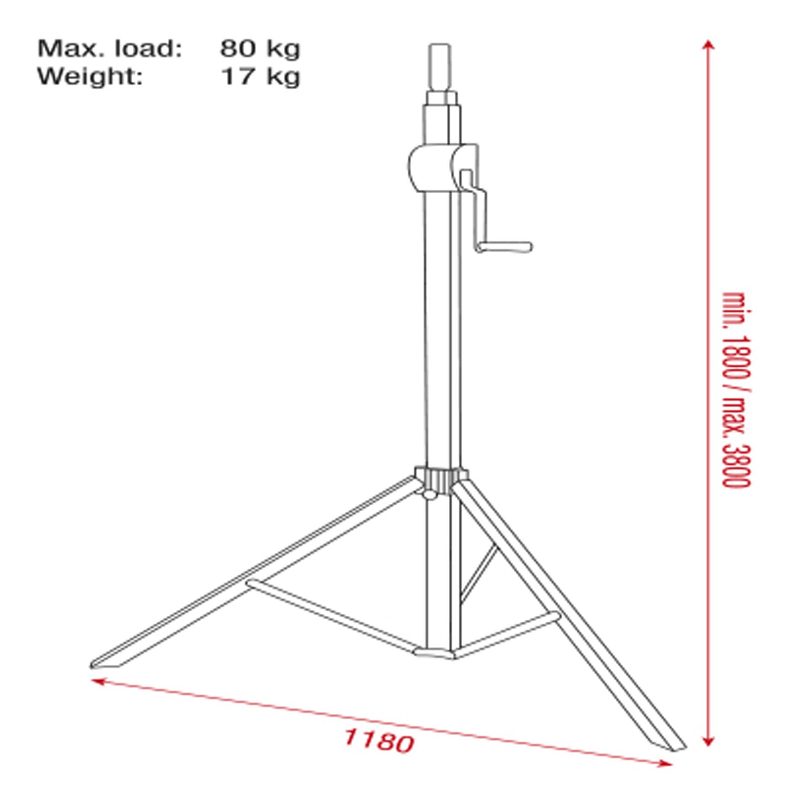 Supporto a manovella Basic 3800 80 kg - Showgear 70831