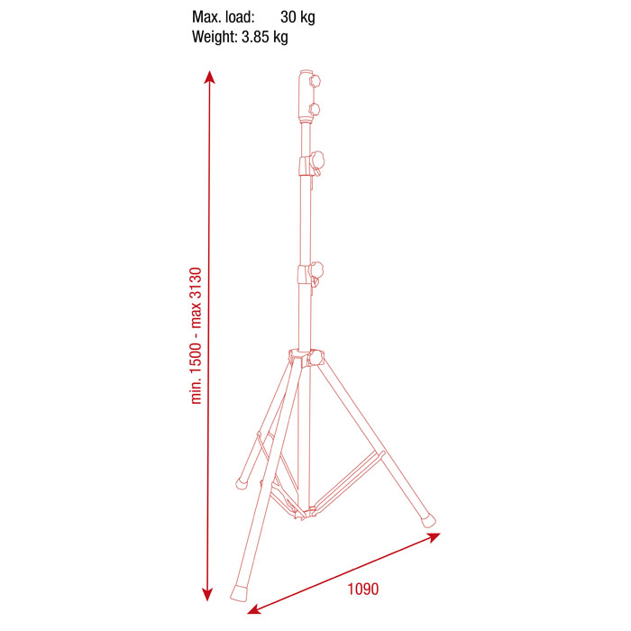 Light stand in alluminio con adattatore spigot 28 mm - Showgear 70912