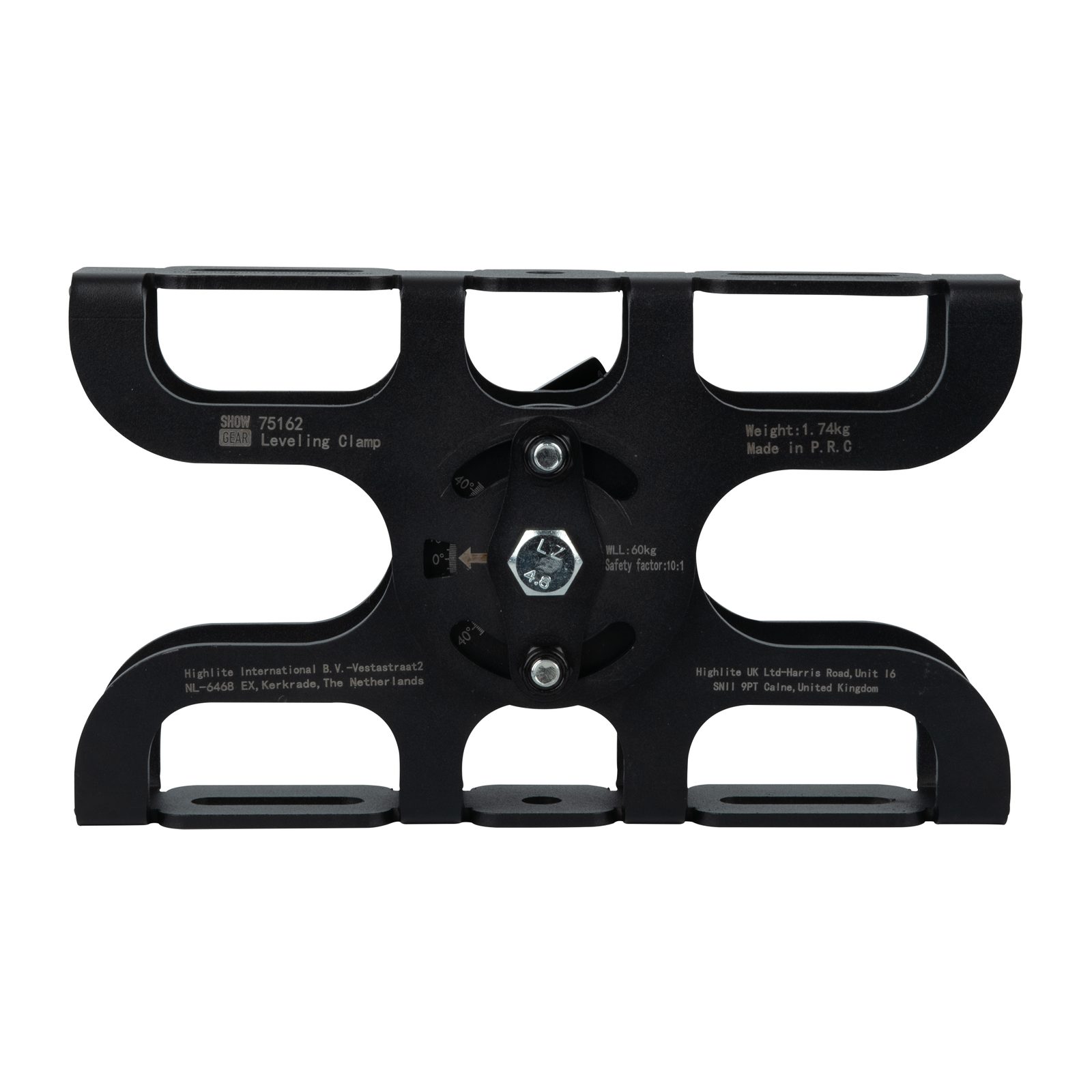 Morsetto livellante 60 kg inclinazione 45° nero - Showgear 75162