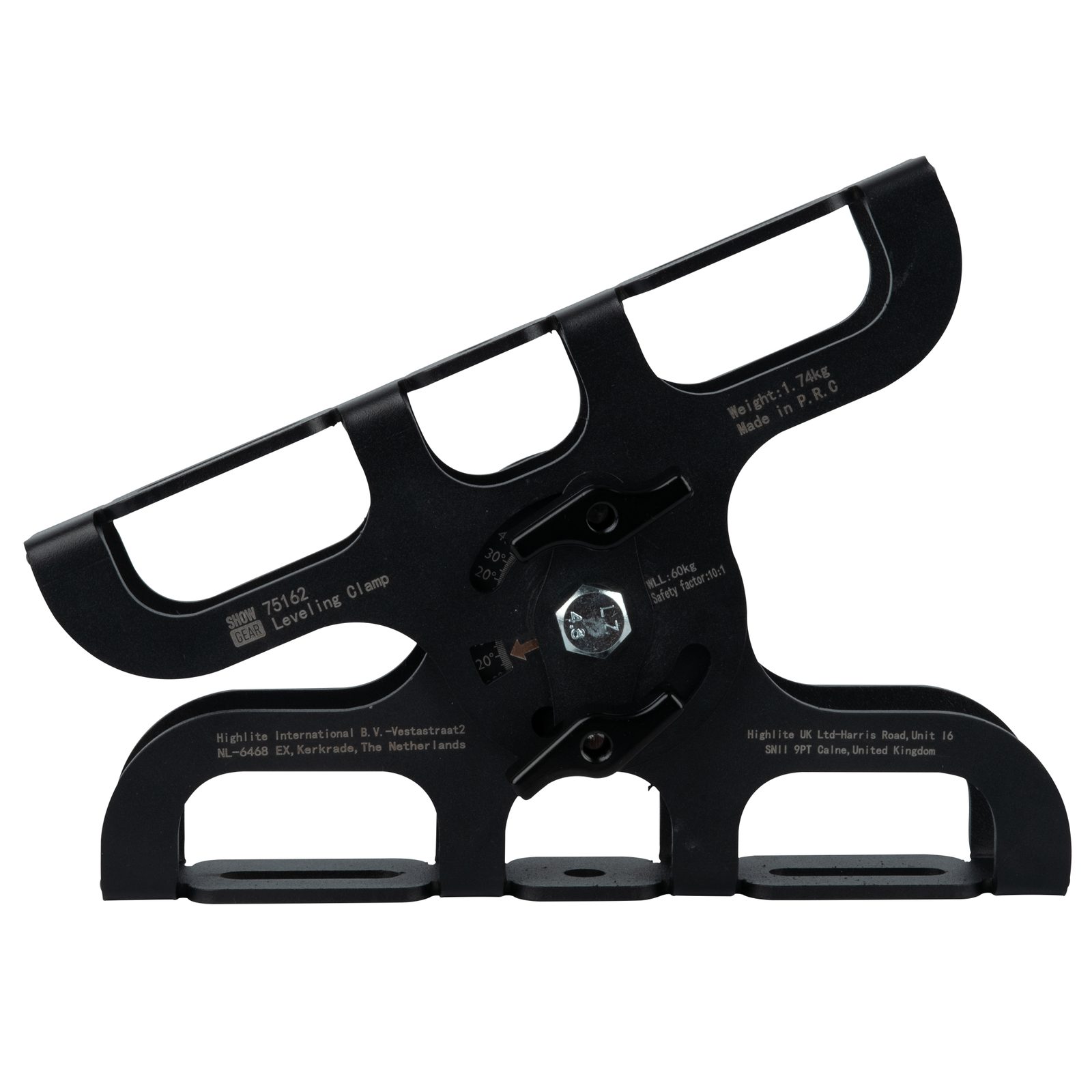 Morsetto livellante 60 kg inclinazione 45° nero - Showgear 75162