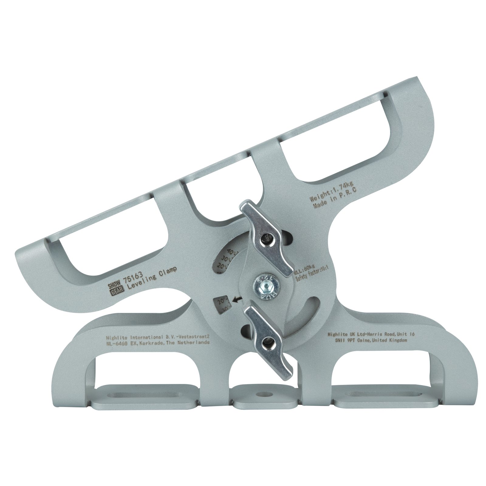 Morsetto livellante 60 kg inclinazione 45° argento - Showgear 75163