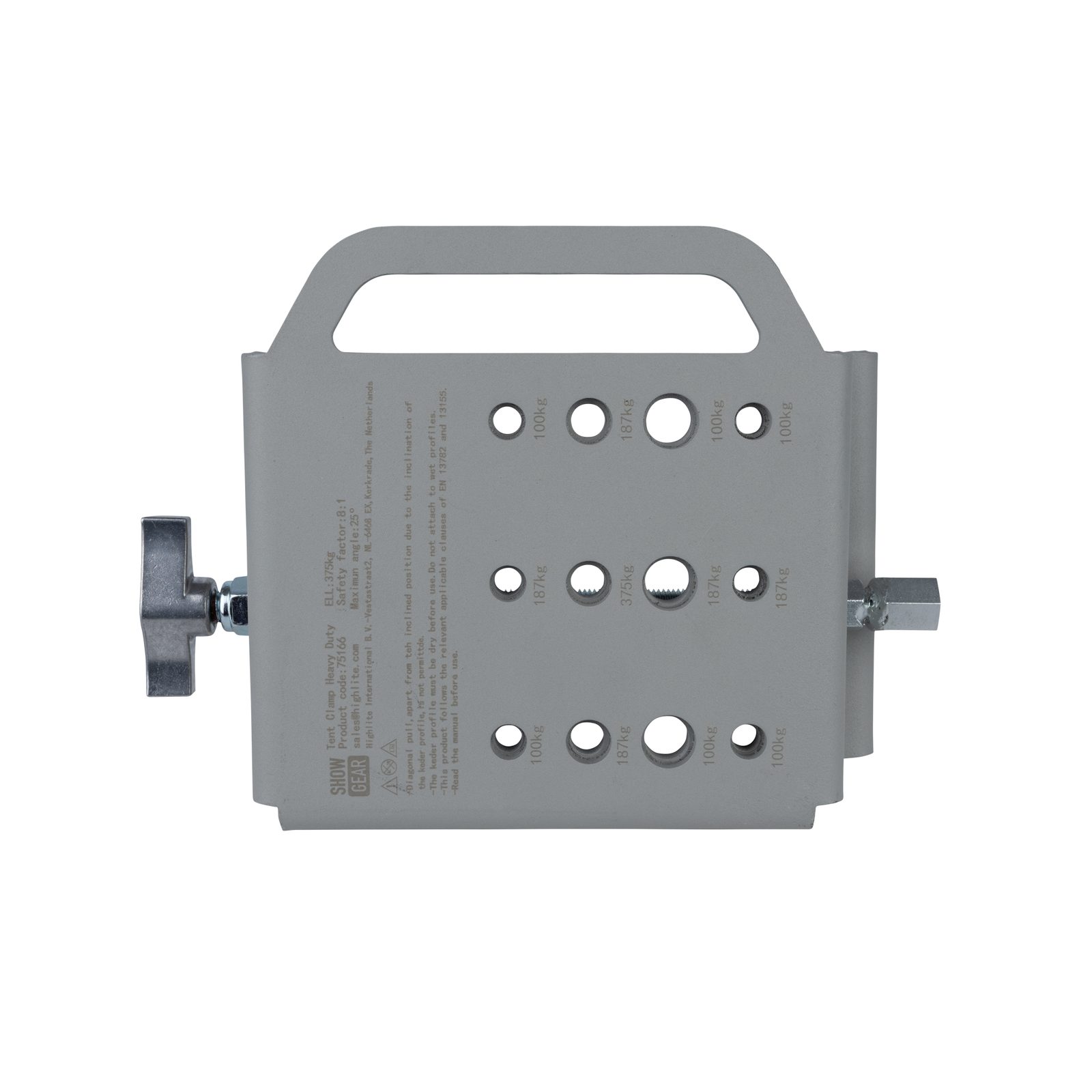 Morsetto per tenda pesante 375 kg M10/M12/M17 argento - Showgear 75166