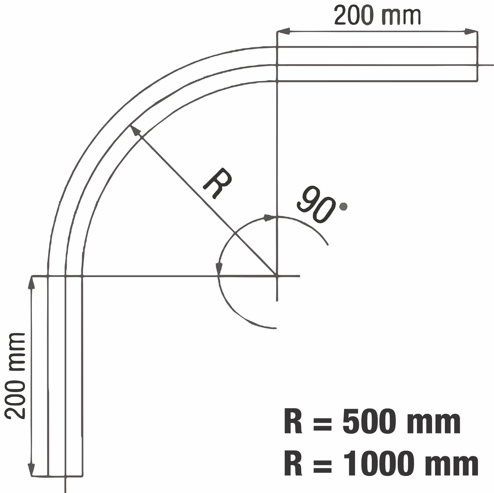 Eurotrack Corner 90° Black R 500 mm - Wentex 89506