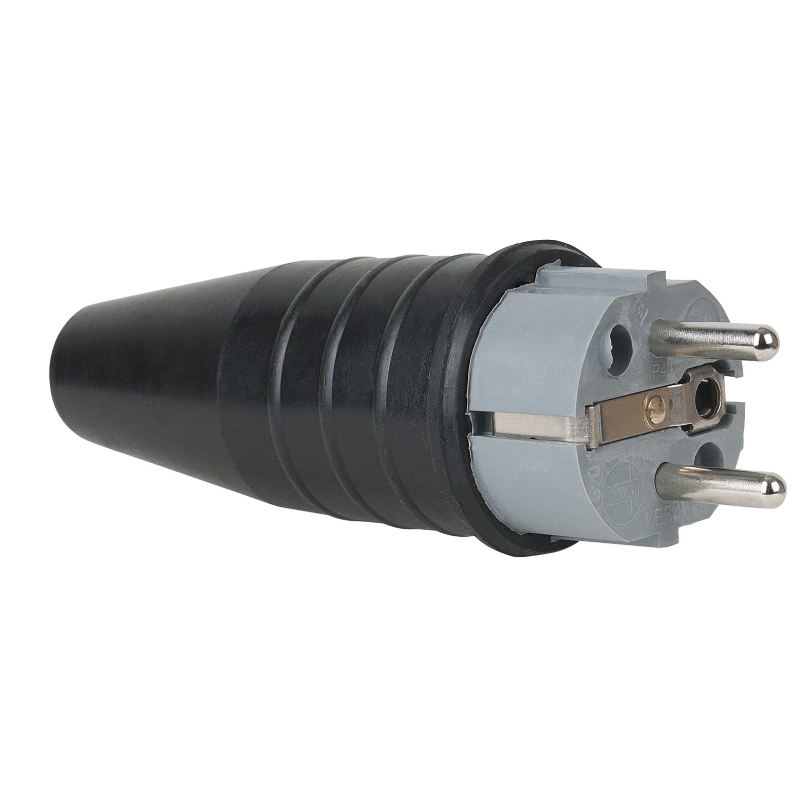 Connettore Schuko maschio gomma grigio 240V CEE 7/VII 16A - PCE 90398