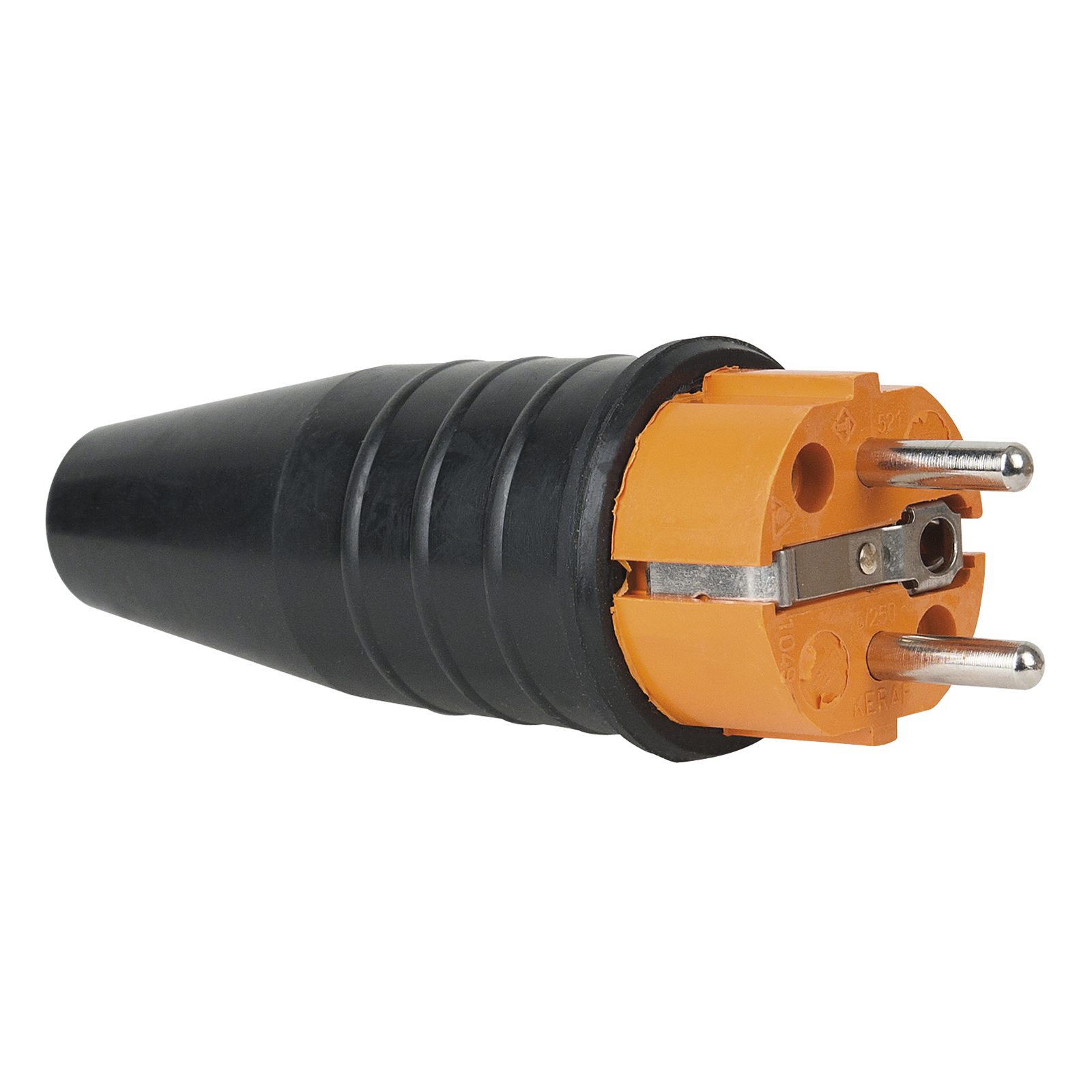 Connettore Schuko maschio gomma arancione 240V CEE 7/VII 16A - PCE 90398O