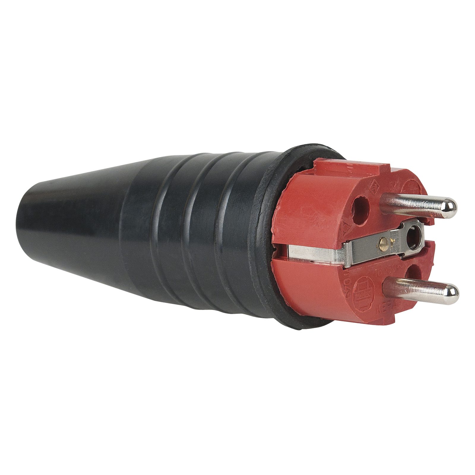 Connettore Schuko maschio in gomma rosso IP44 16A 250V - PCE 90398R