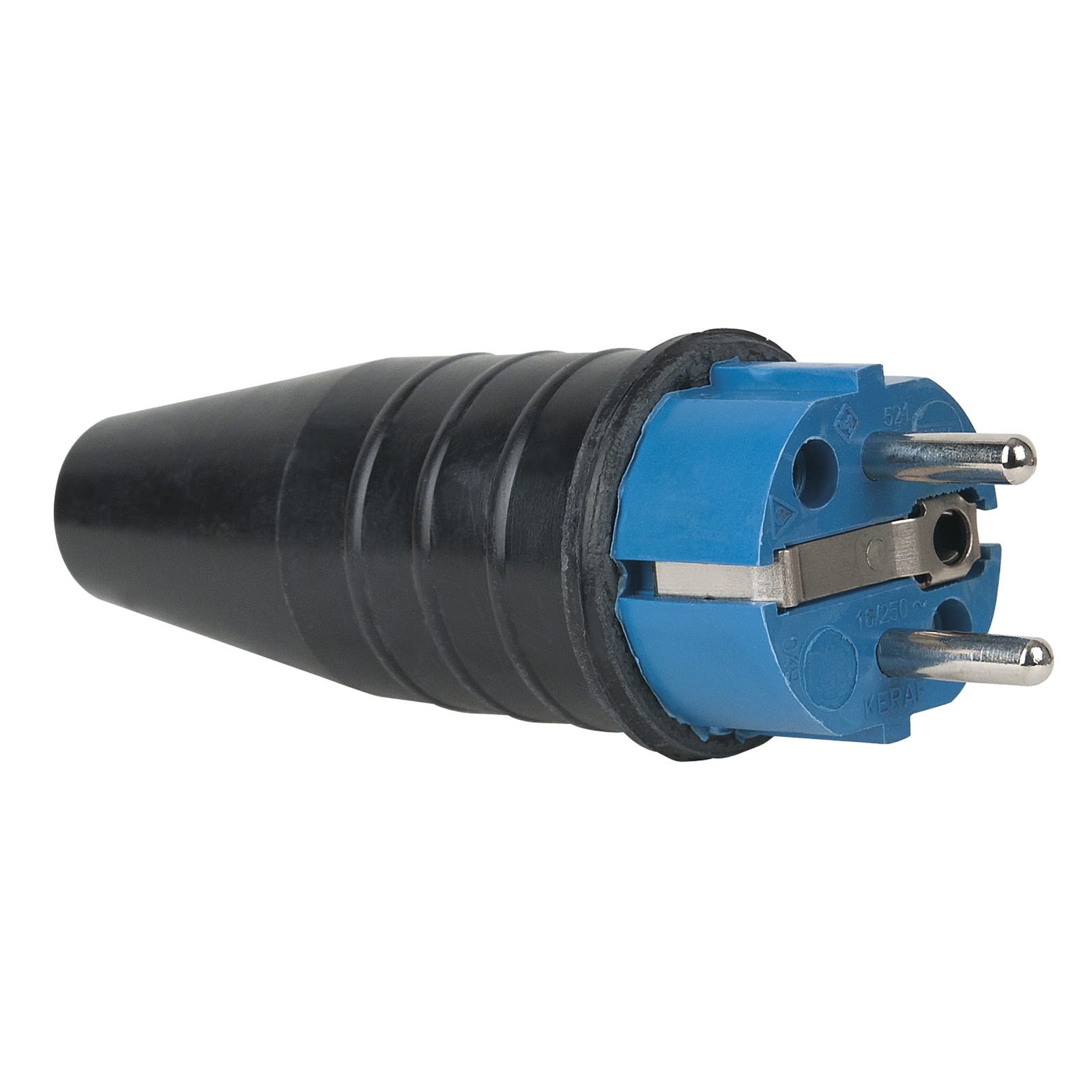 Connettore Schuko maschio in gomma blu IP44 16A 250V - PCE 90398U