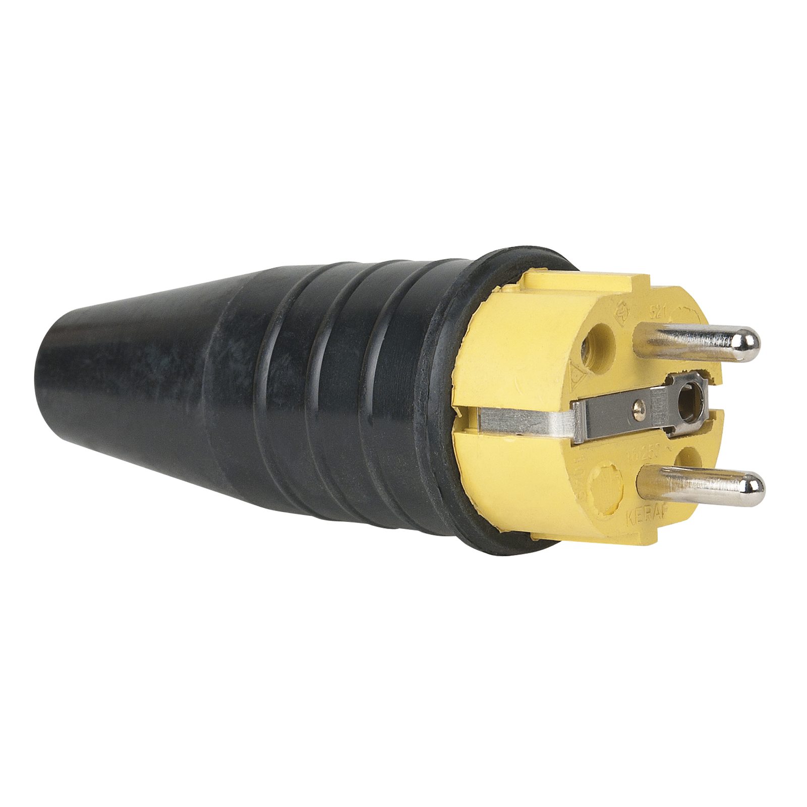 Connettore Schuko maschio in gomma giallo IP44 16A 250V - PCE 90398Y