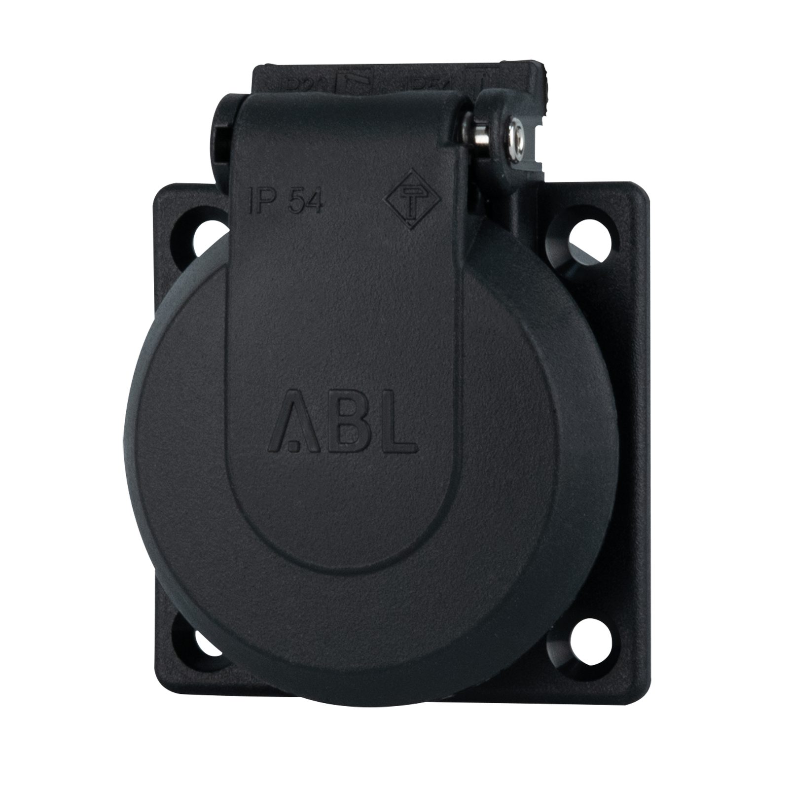 Connettore a pannello con coperchio IP54 16A 250V nero - ABL 90403