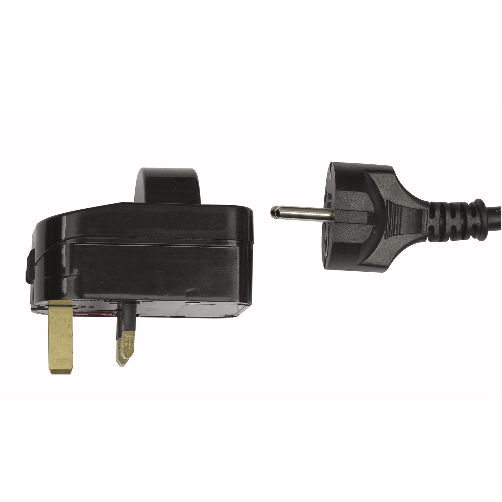 Europlug to UK Plug Adapter 230/240V 13A IP20 Black - DAP 90451