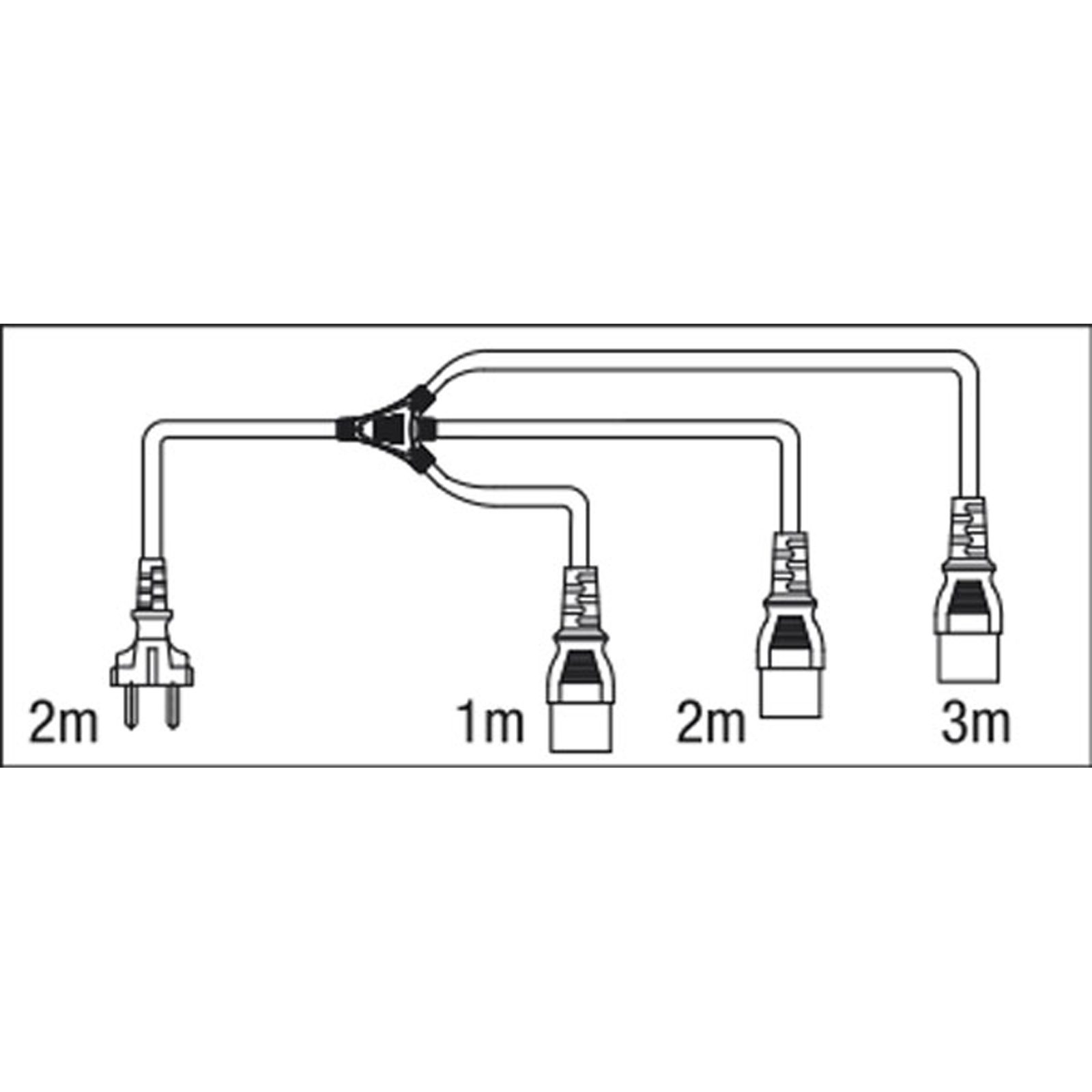 Schuko to IEC C13 splitter 3-way 16A 5m 1.5mm² IP20 - DAP 90457