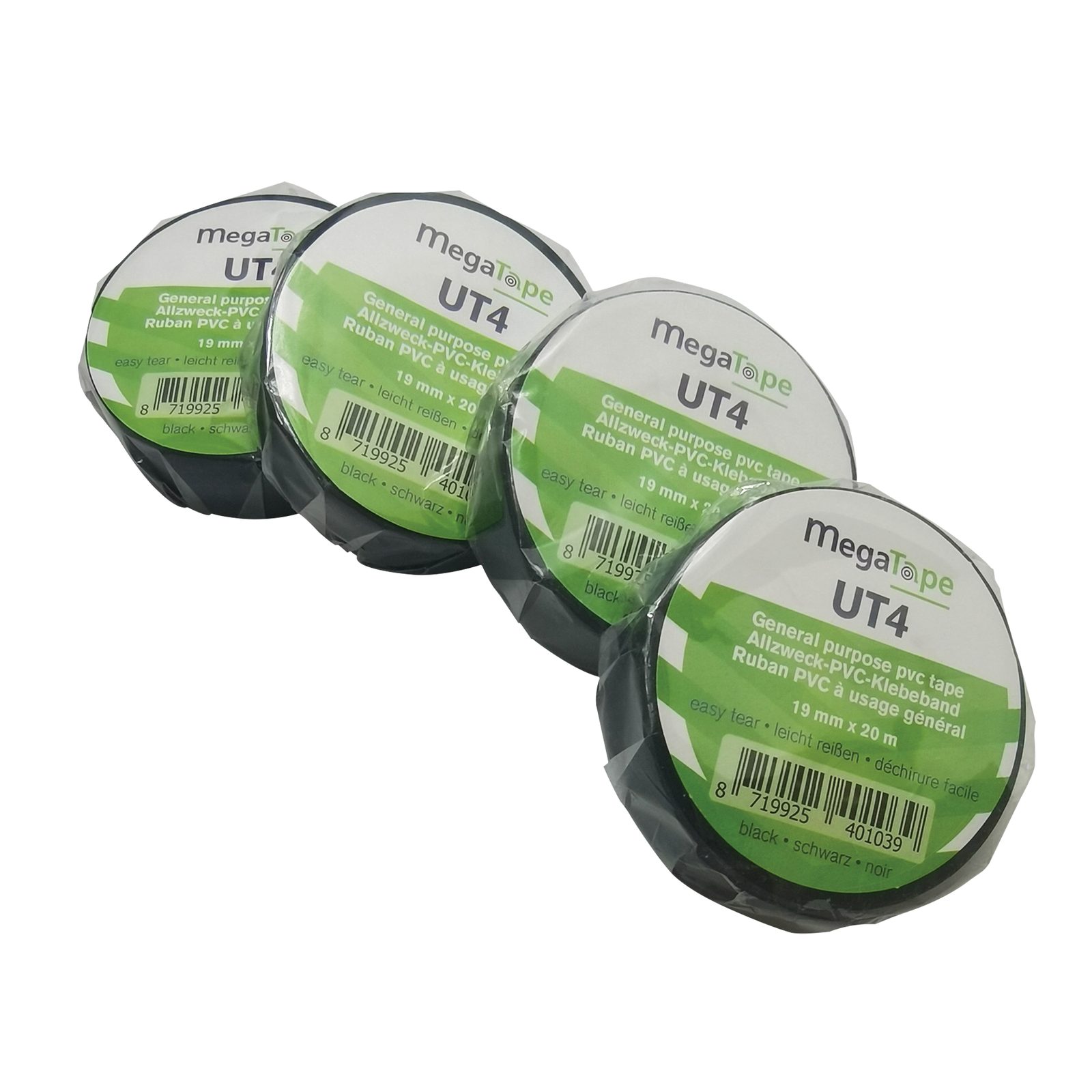 Nastro PVC UT4 Nero 20m x 19mm - Megatape 90677