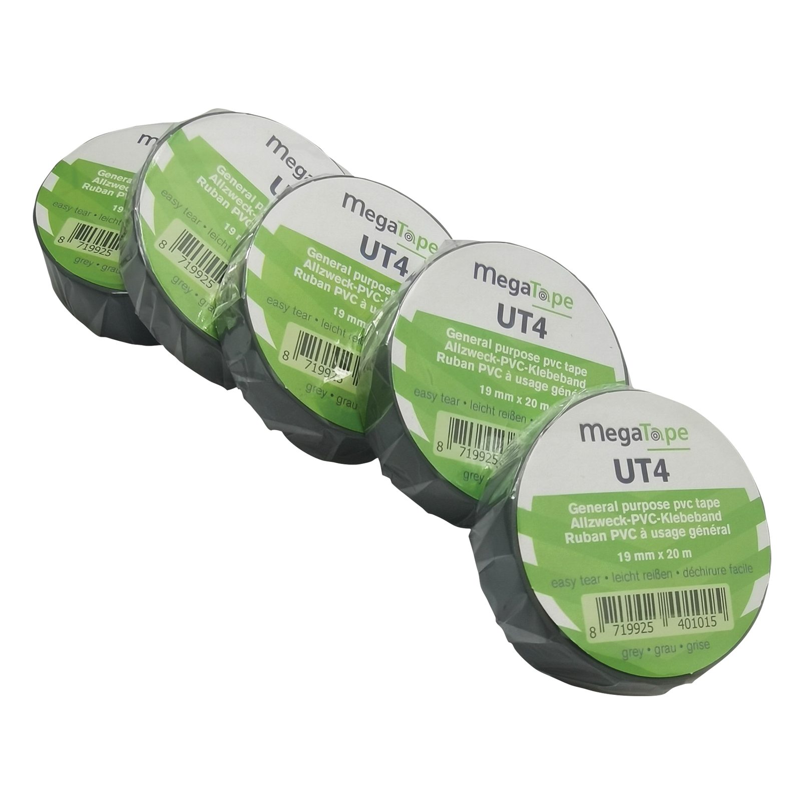 Nastro PVC UT4 Grigio 19 mm x 20 m - MEGATAPE 90678