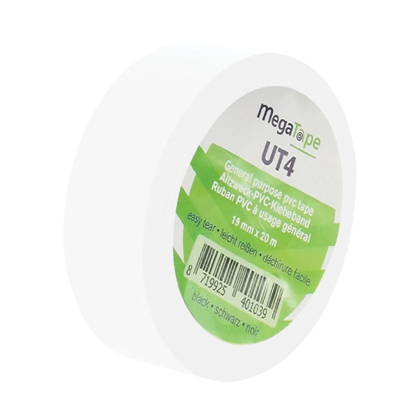 Nastro PVC UT4 Bianco 19 mm x 20 m - MEGATAPE 90679