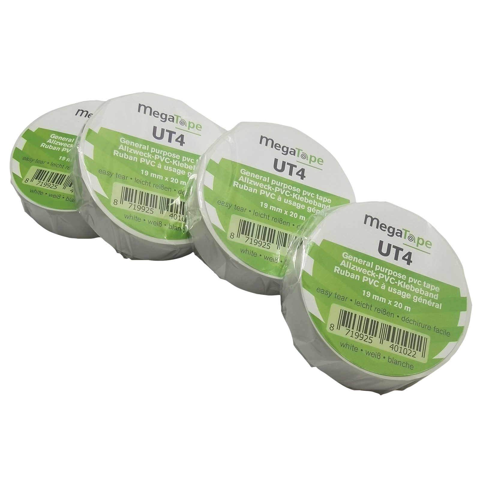 Nastro PVC UT4 Bianco 19 mm x 20 m - MEGATAPE 90679