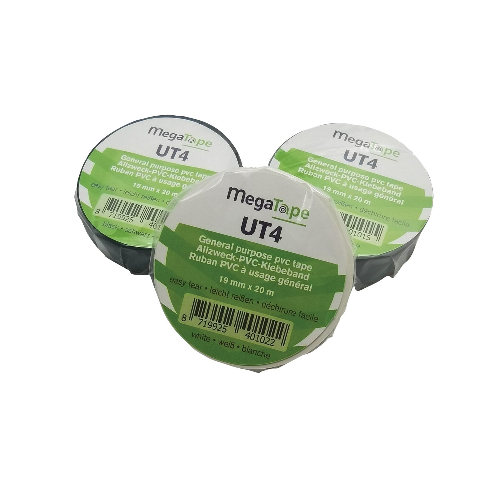 Nastro PVC UT4 Bianco 19 mm x 20 m - MEGATAPE 90679