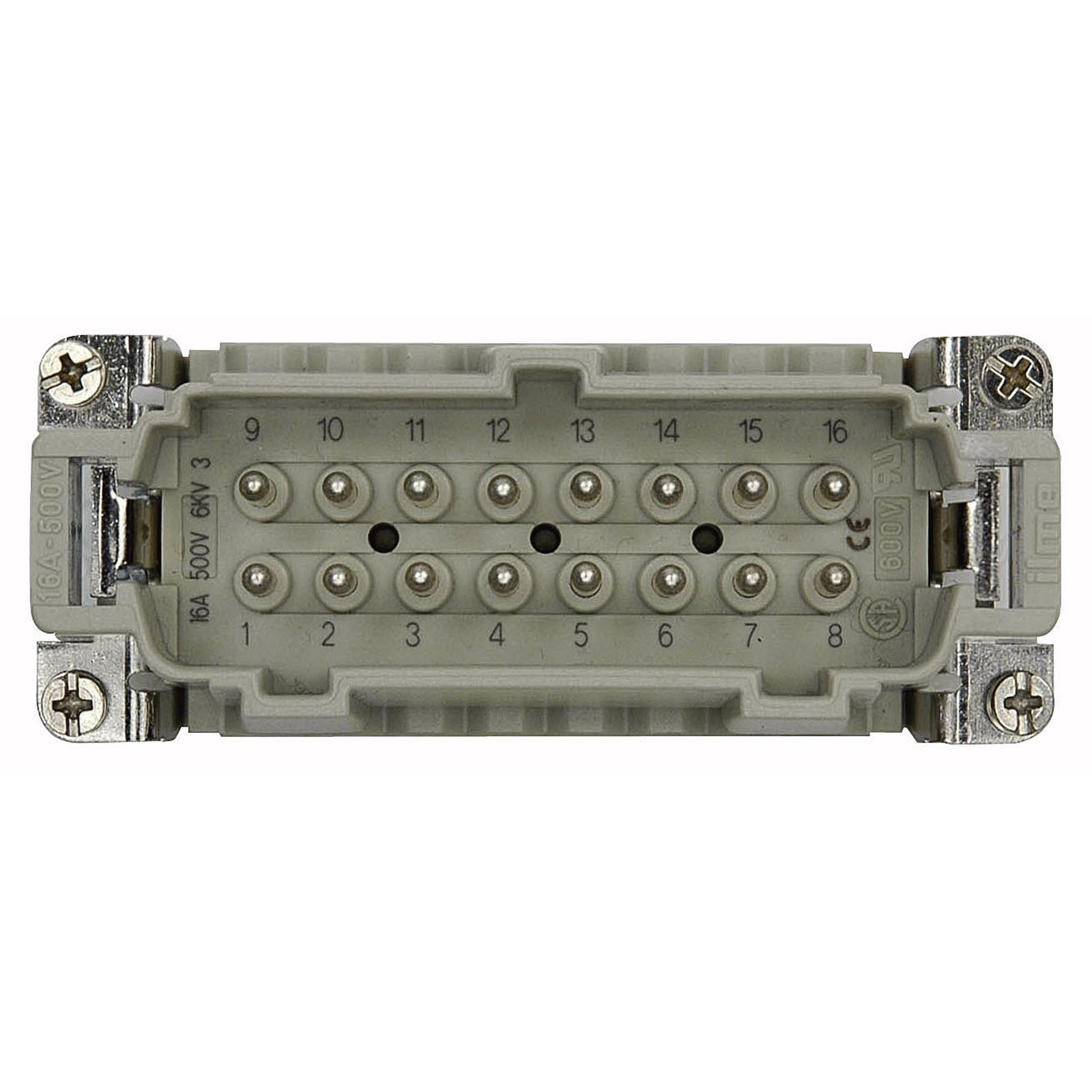Insert maschio 16 pin 16A terminale a vite grigio - ILME 90717