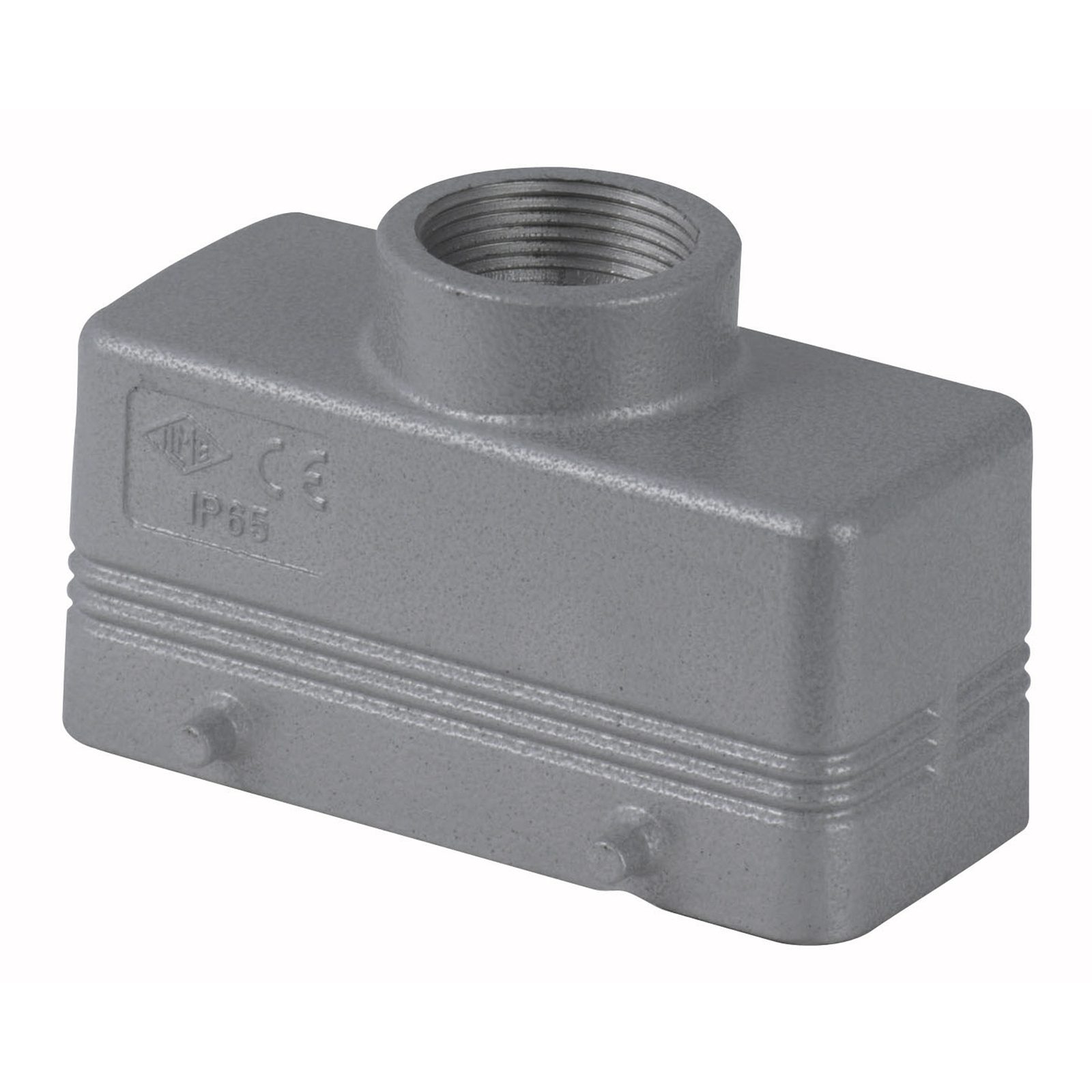 Cappuccio per connettori 16/72 pin metallico grigio IP66 ingresso superiore PG21 - ILME 90725