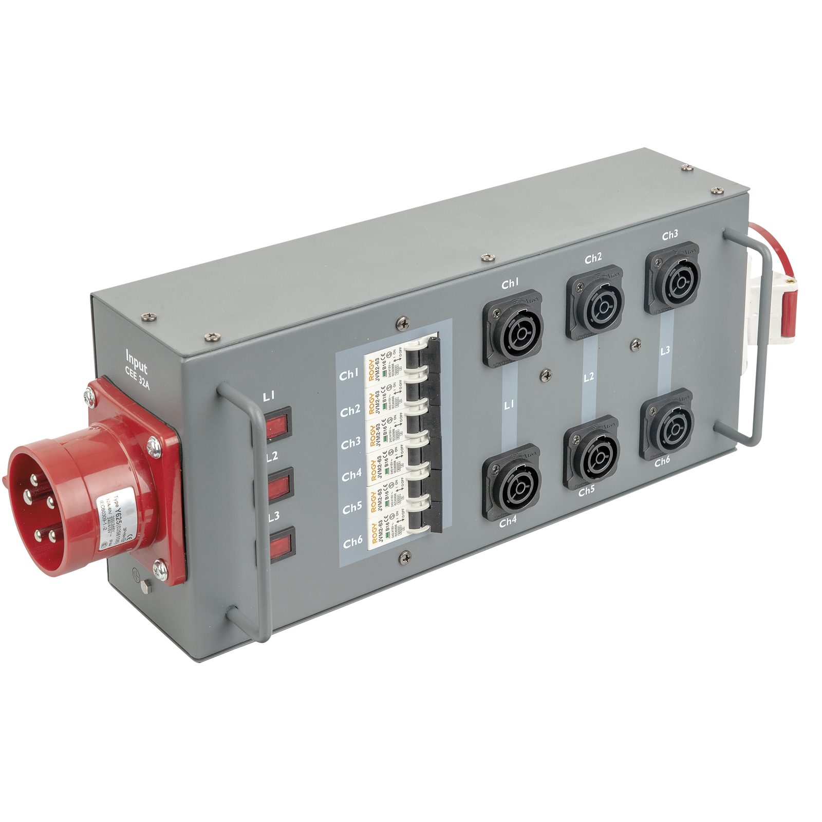 Power Split 32 True CEE 32A 6x Power Pro True - 1x CEE 32A 5P - Showgear 91136