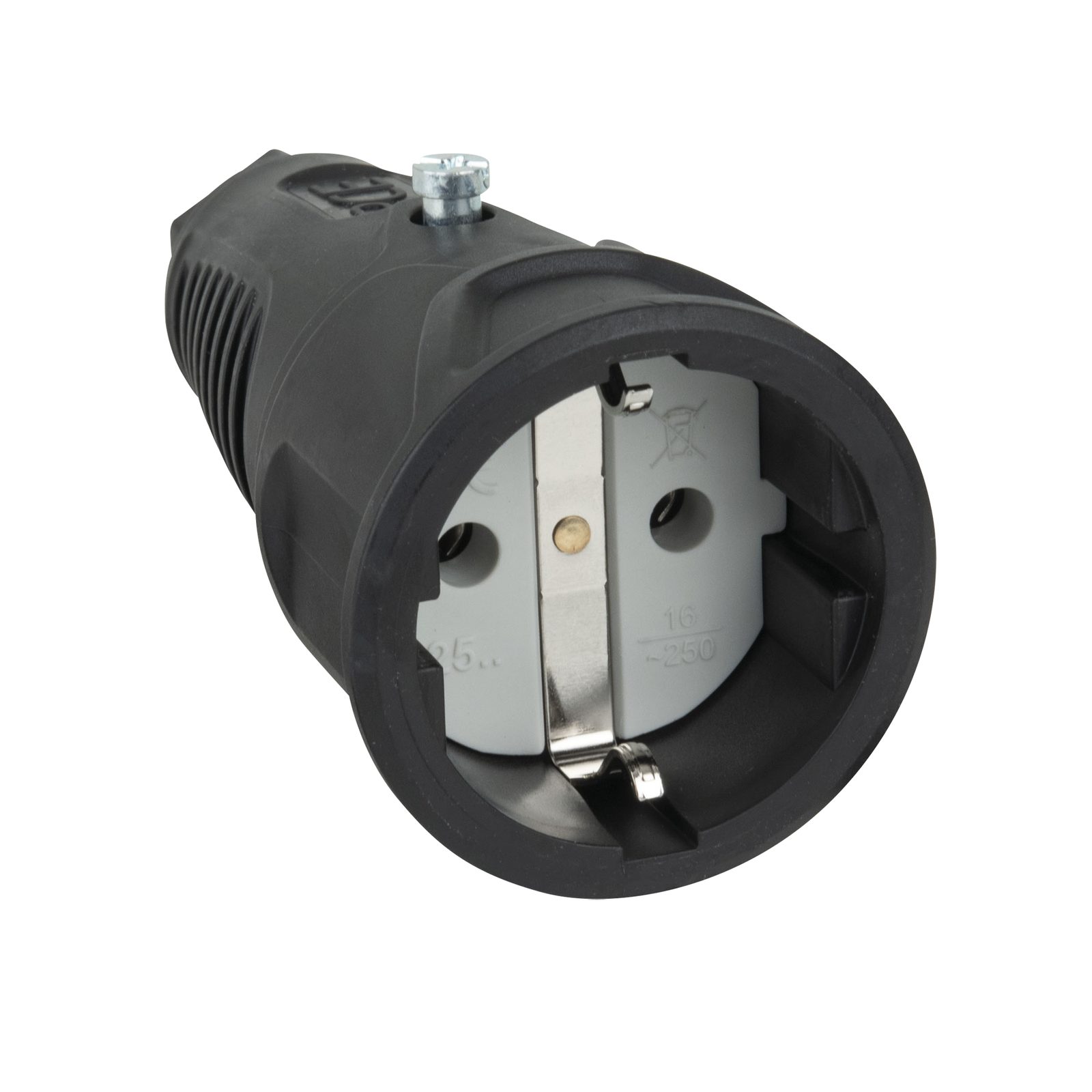 Rubber Schuko Connector Female 16A IP20 3P - PCE 91303