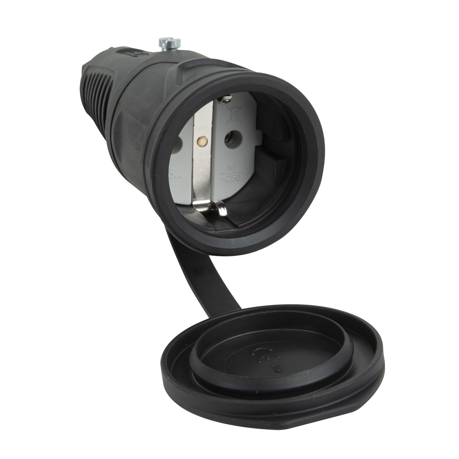 Rubber Schuko Connector Female 16A IP44 3P - PCE 91304