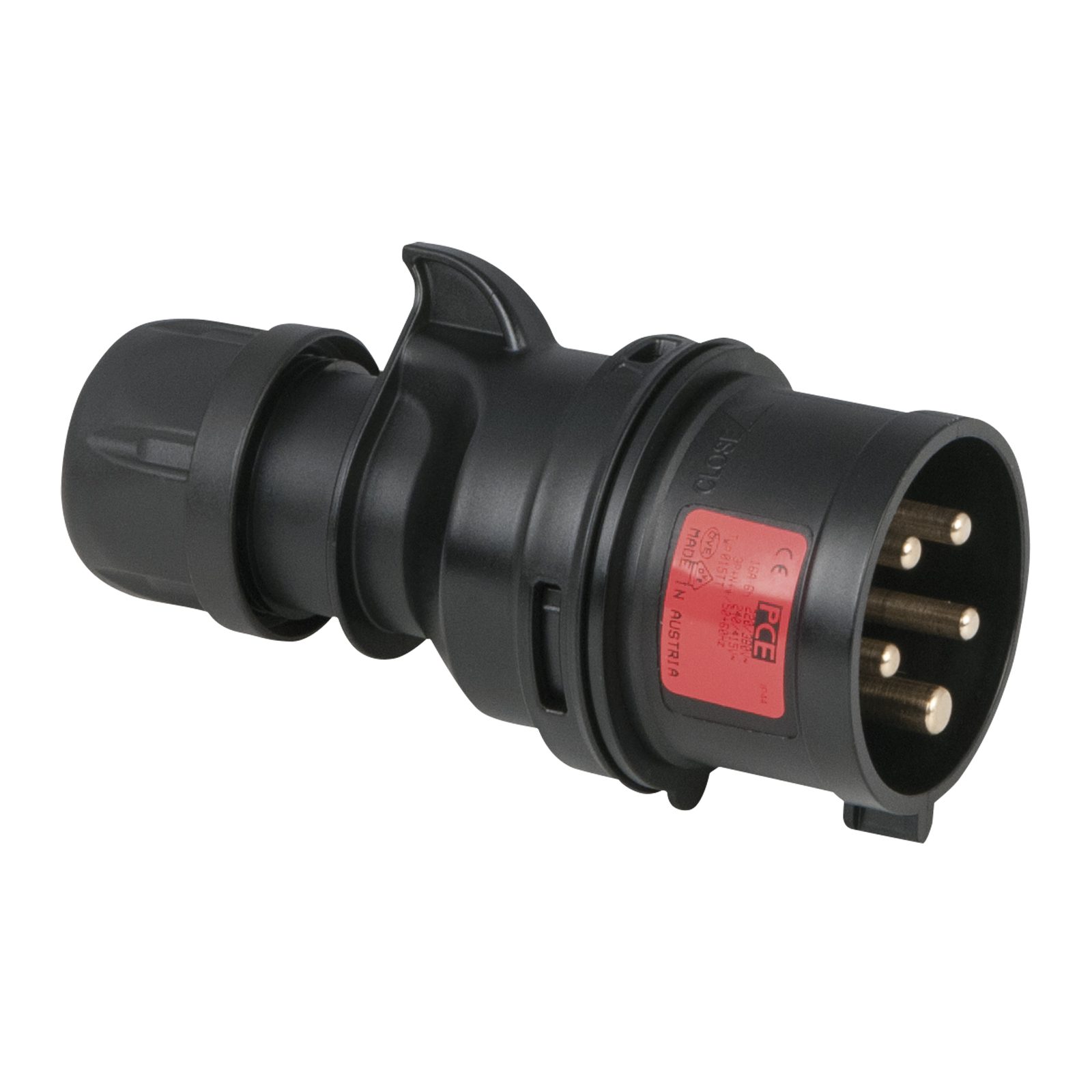 Spina CEE maschio 16A 400V 5P nera, connessione a vite - PCE 91321