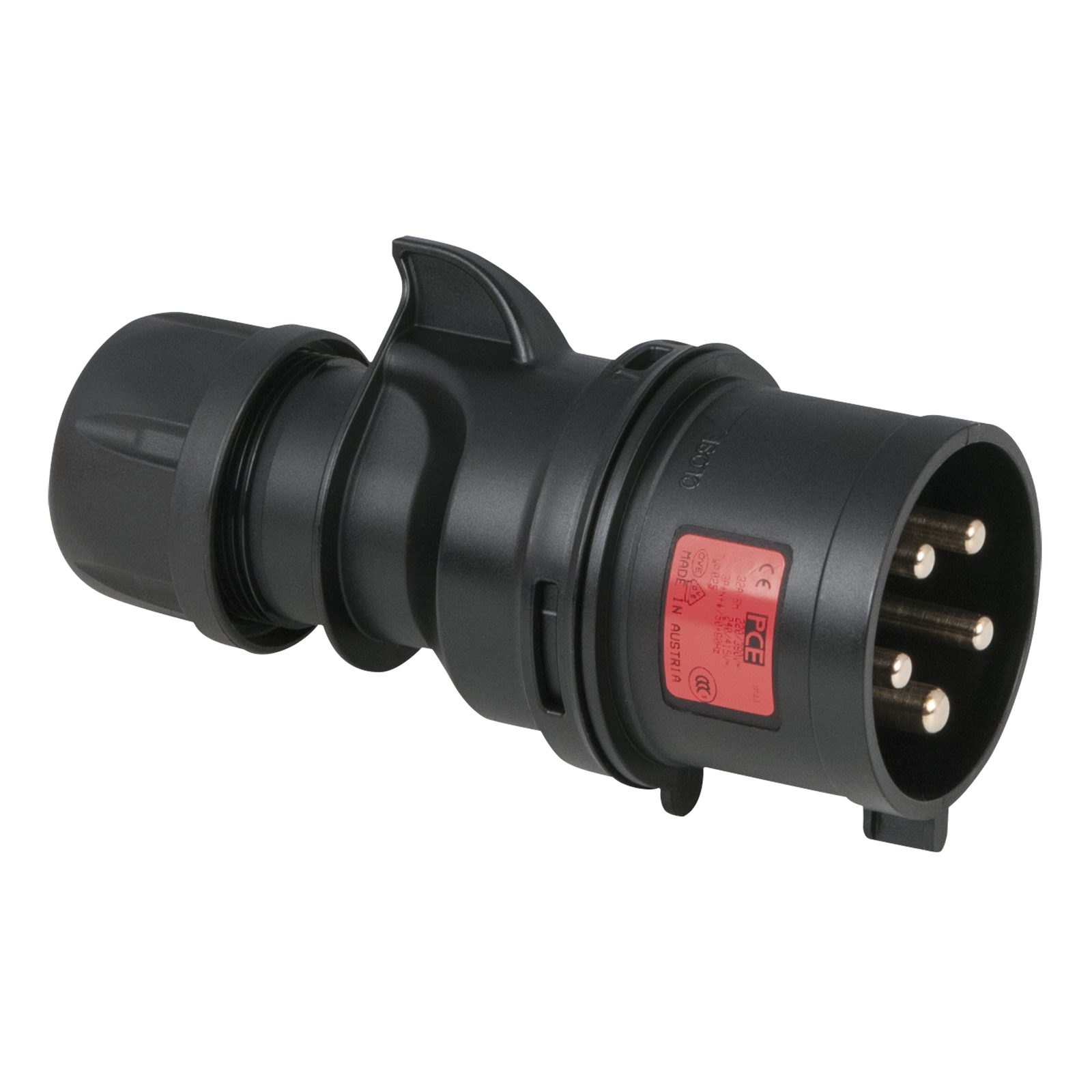 Spina CEE maschio 32A 400V 5P nera, connessione a vite - PCE 91322
