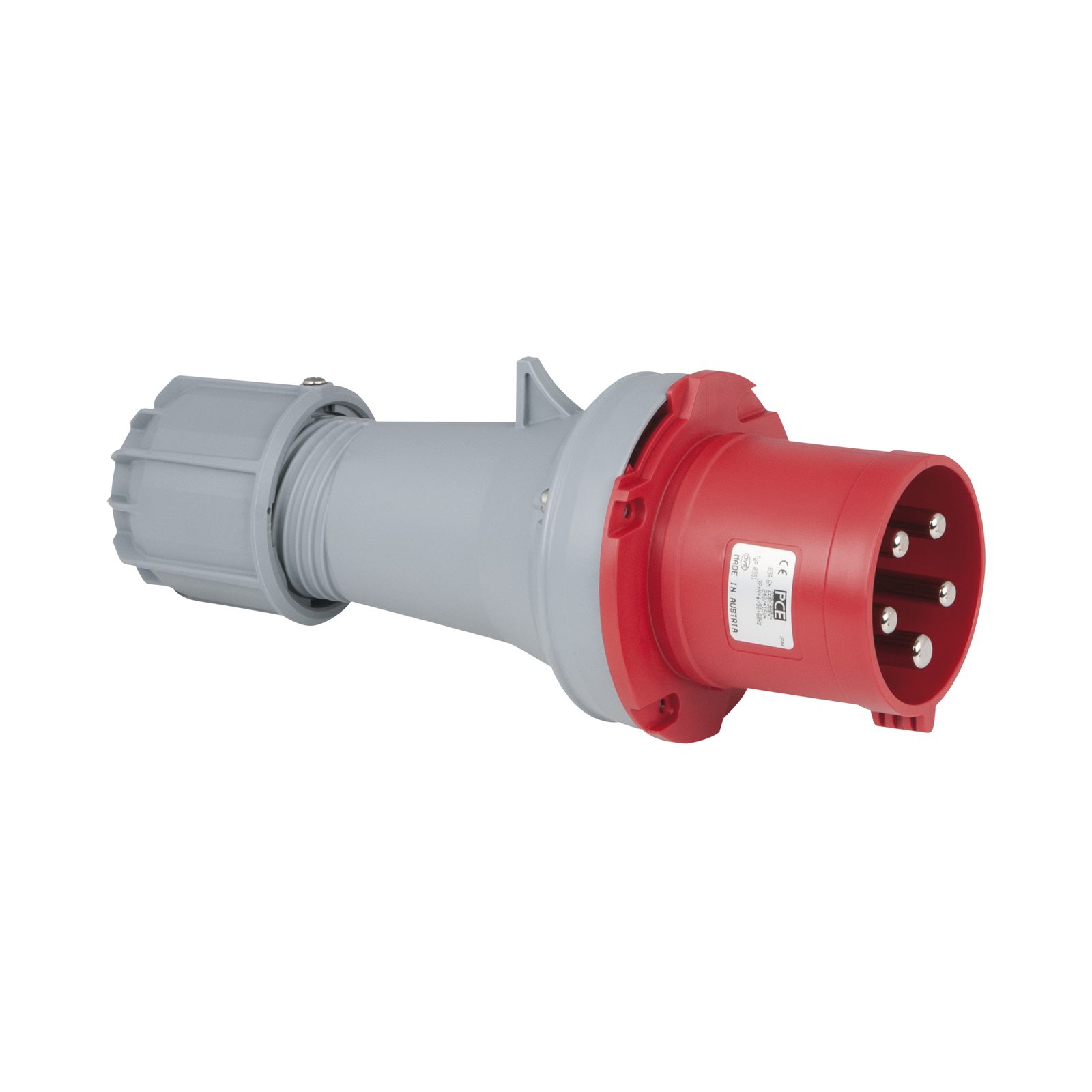Spina CEE maschio 63A 400V 5P rossa IP44, connessione a vite - PCE 913231