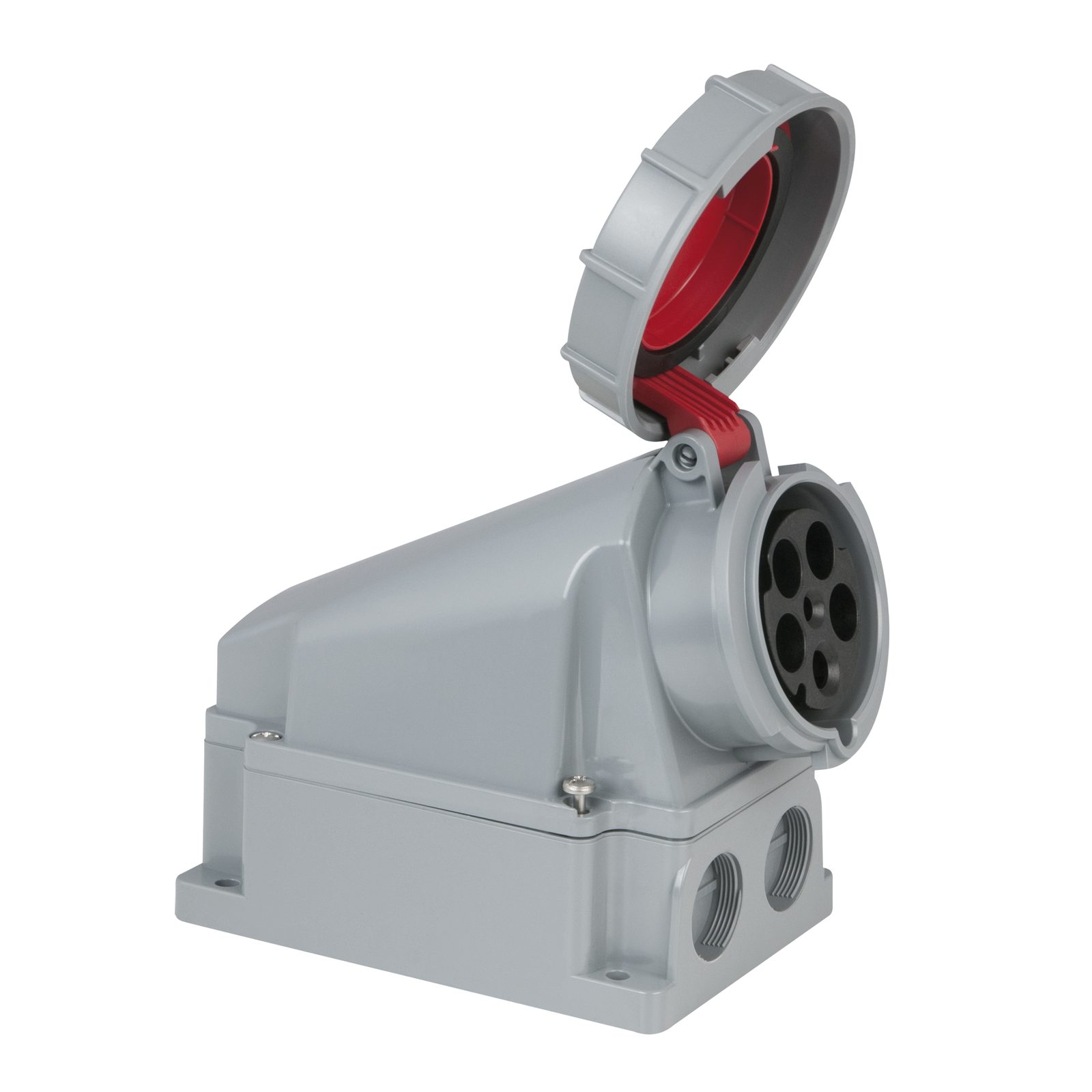 Presa CEE 63A 5P Femmina da Parete IP67 Grigio/Rosso - PCE 913533