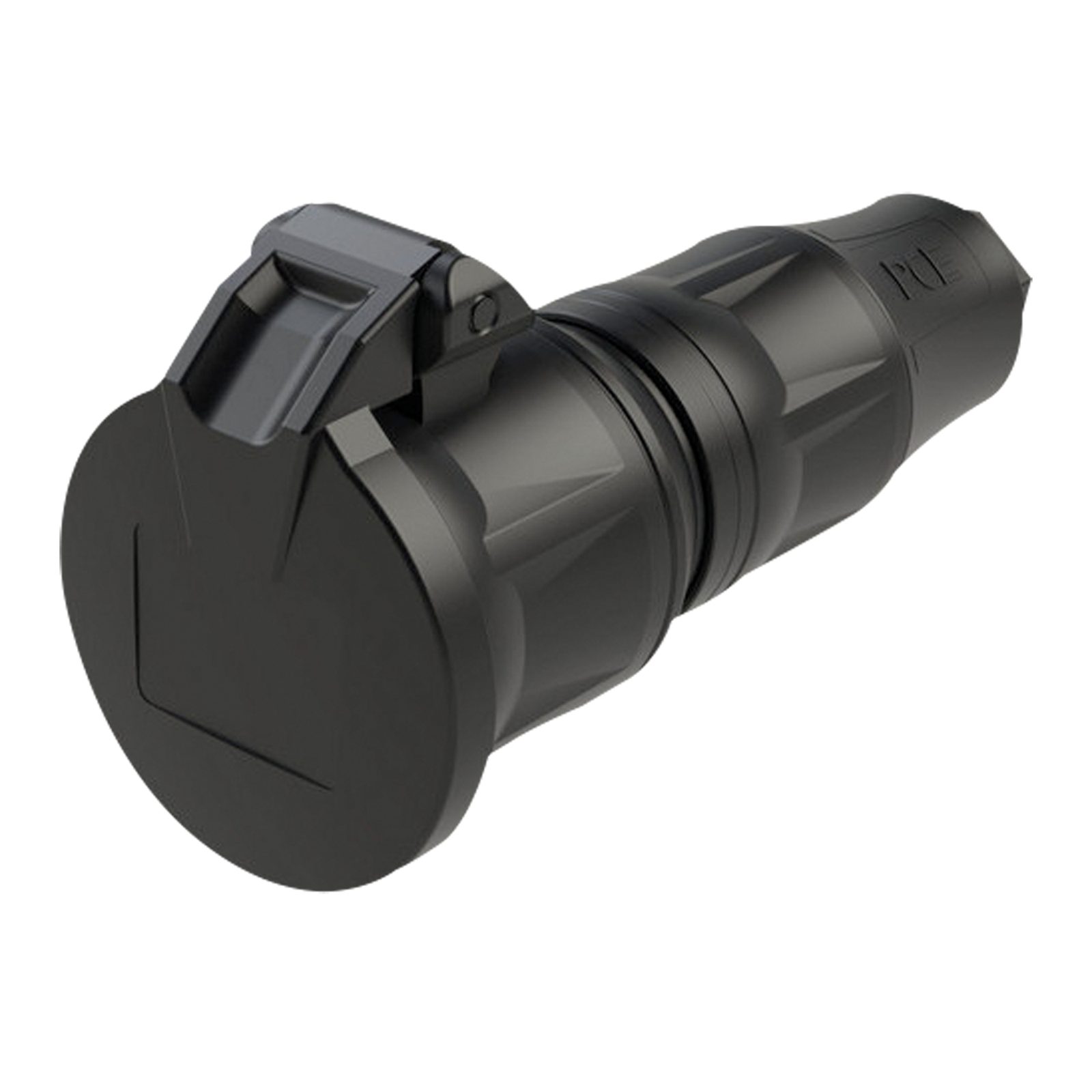 Attacco Schuko Femmina Gomma IP54 16A/250V Nero - PCE 91393