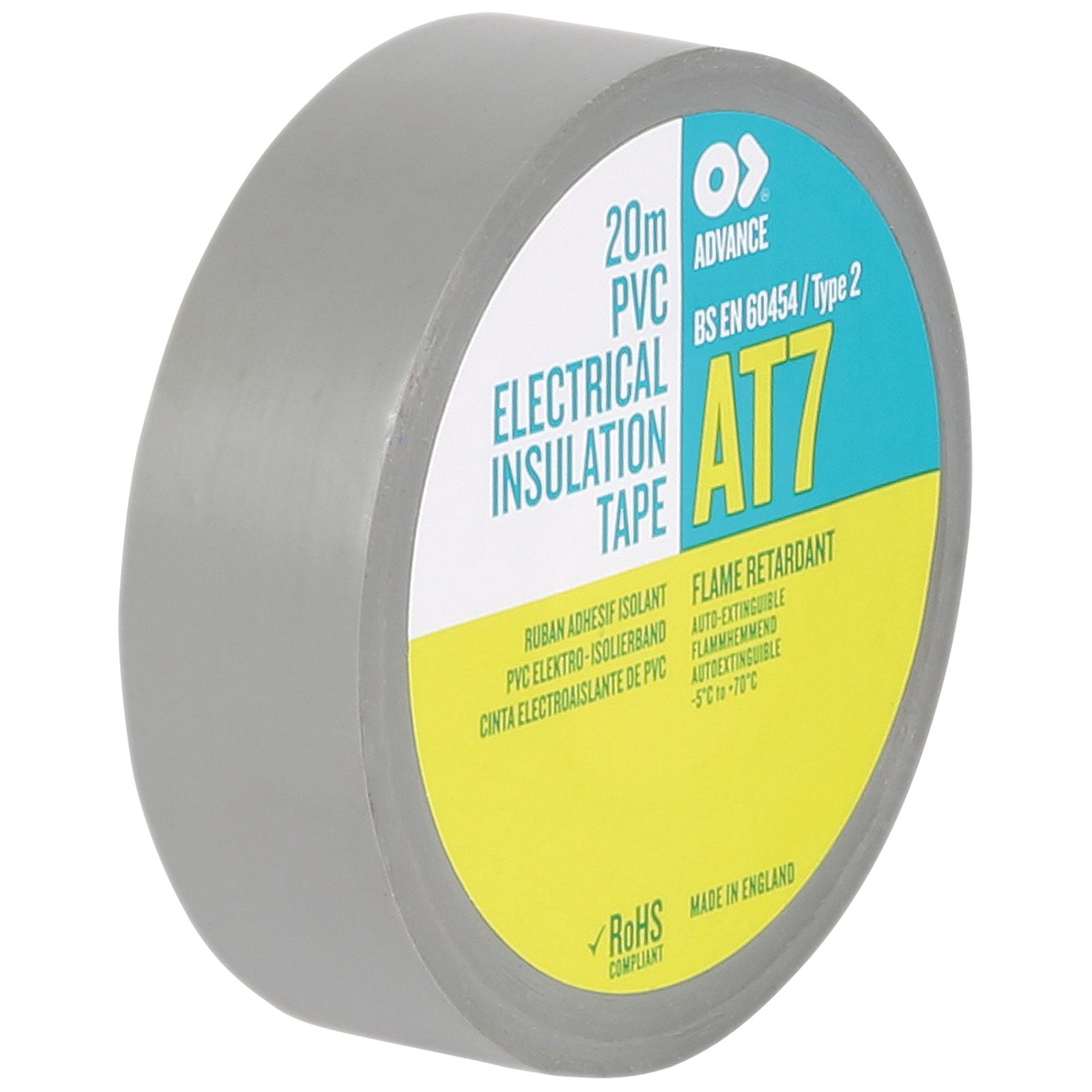 Nastro PVC AT7 Grigio 20m x 19mm - Advance 91402